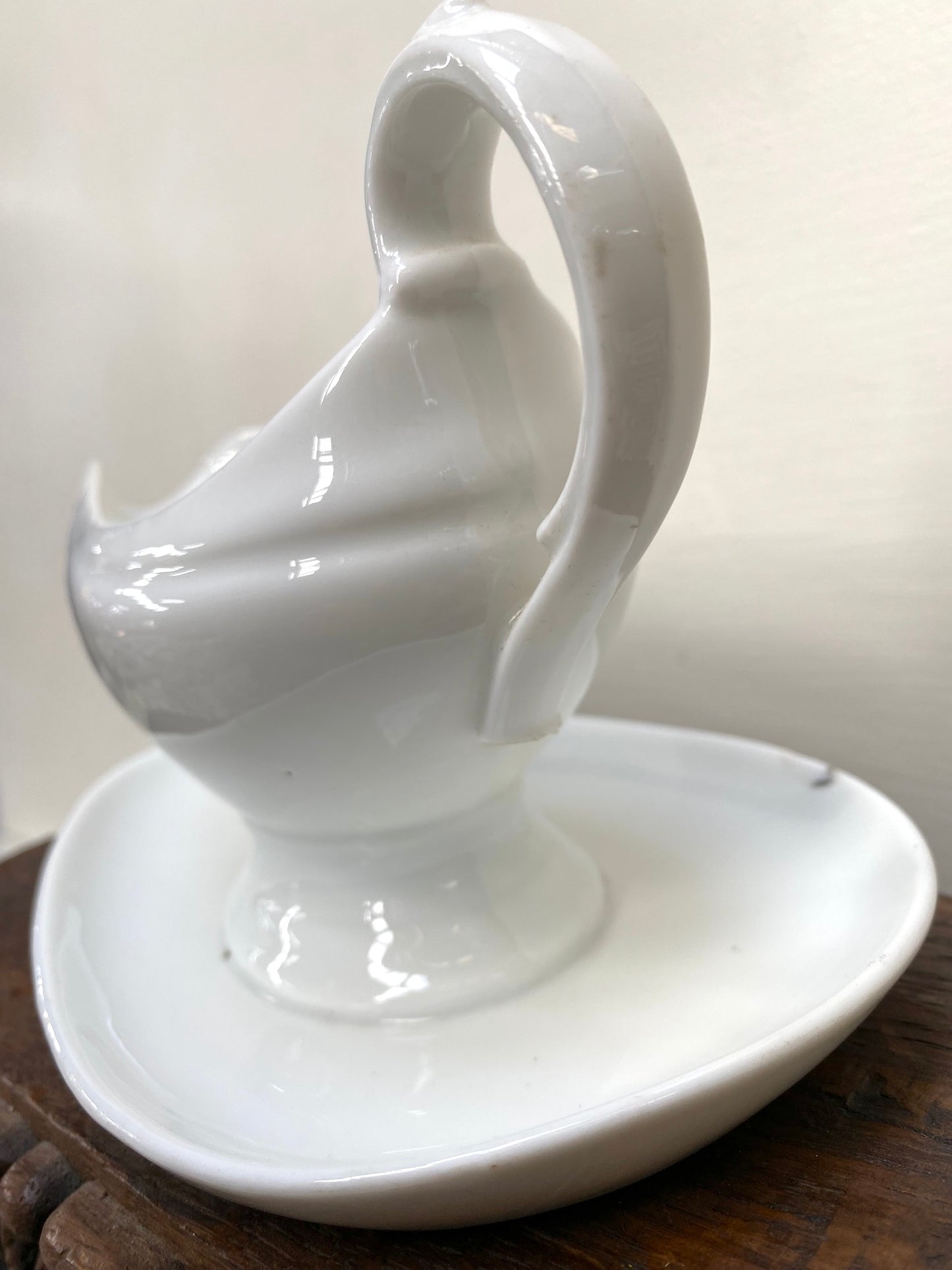 Antique French White Ceramic Gravy Boat