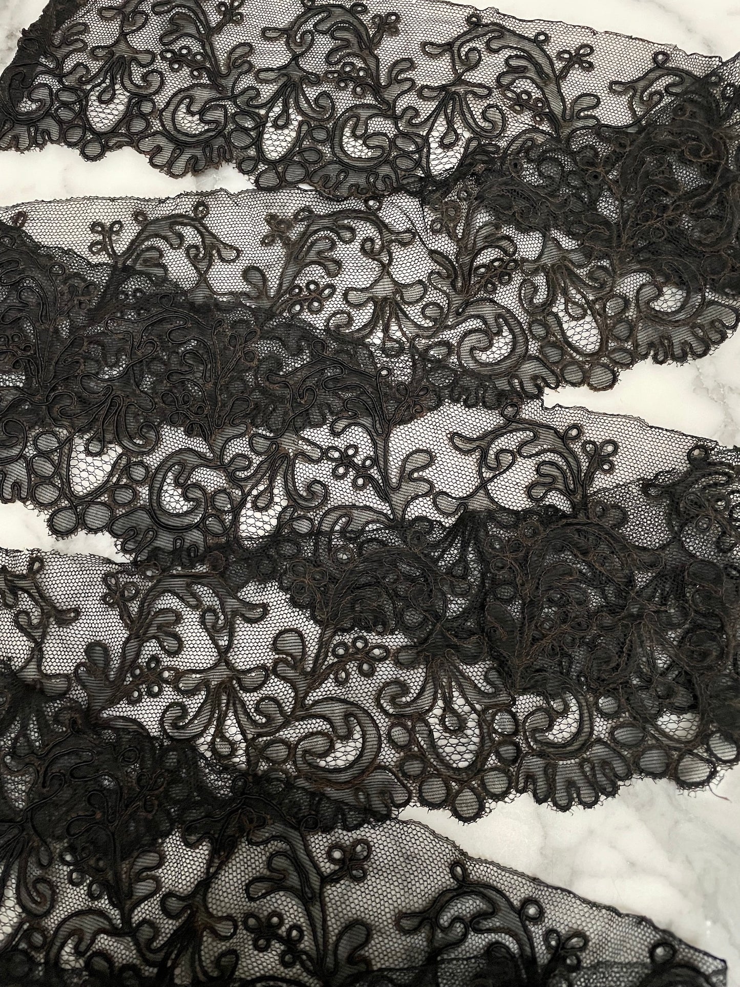 Antique French Black & Brown Lace Piece