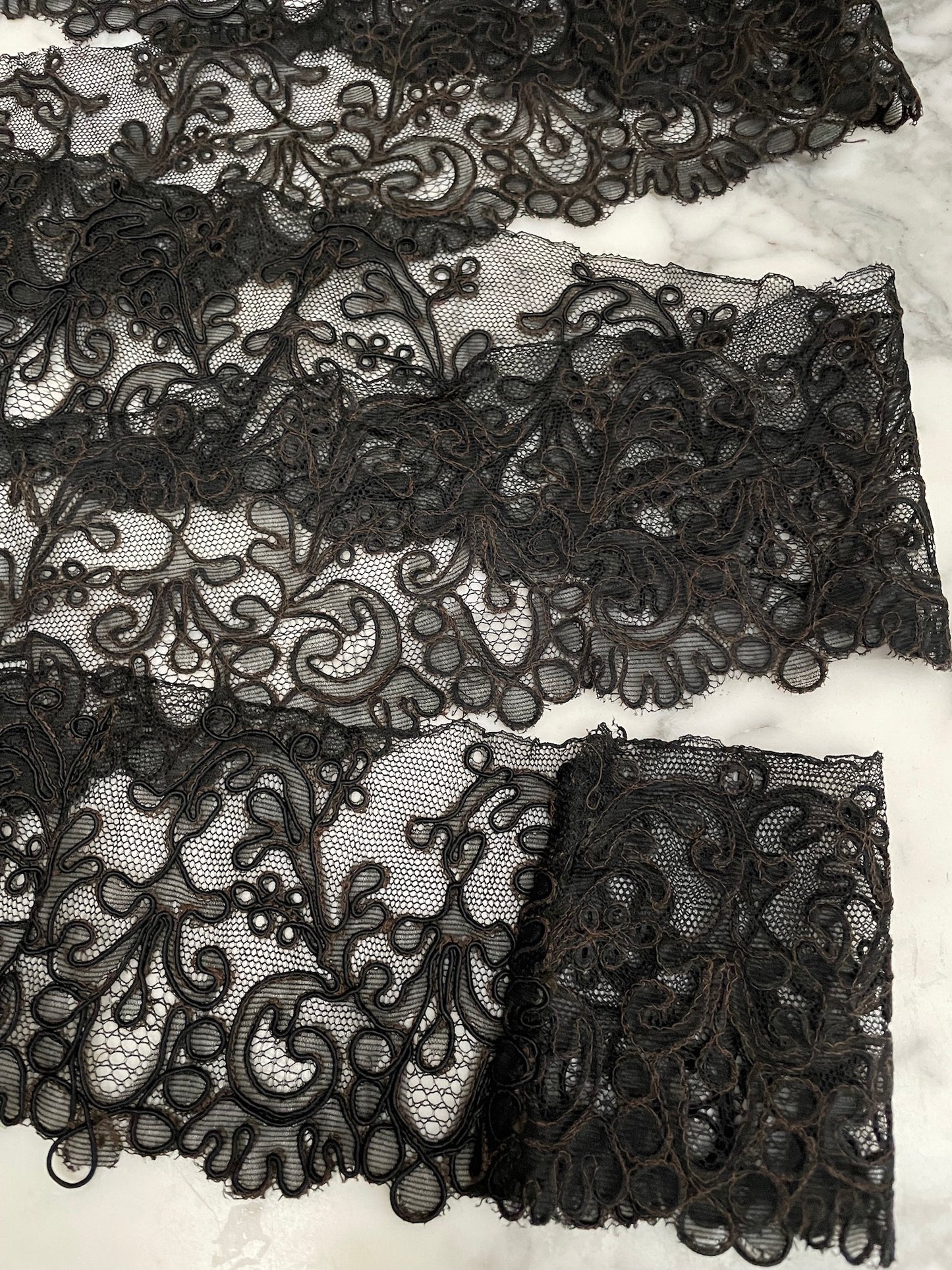 Antique French Black & Brown Lace Piece