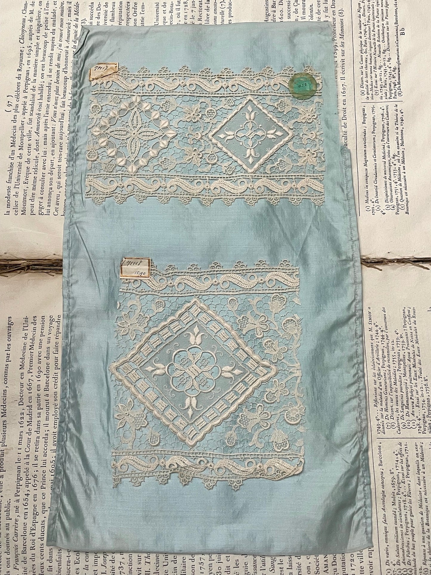 Antique French Lace Sample Panel XIV