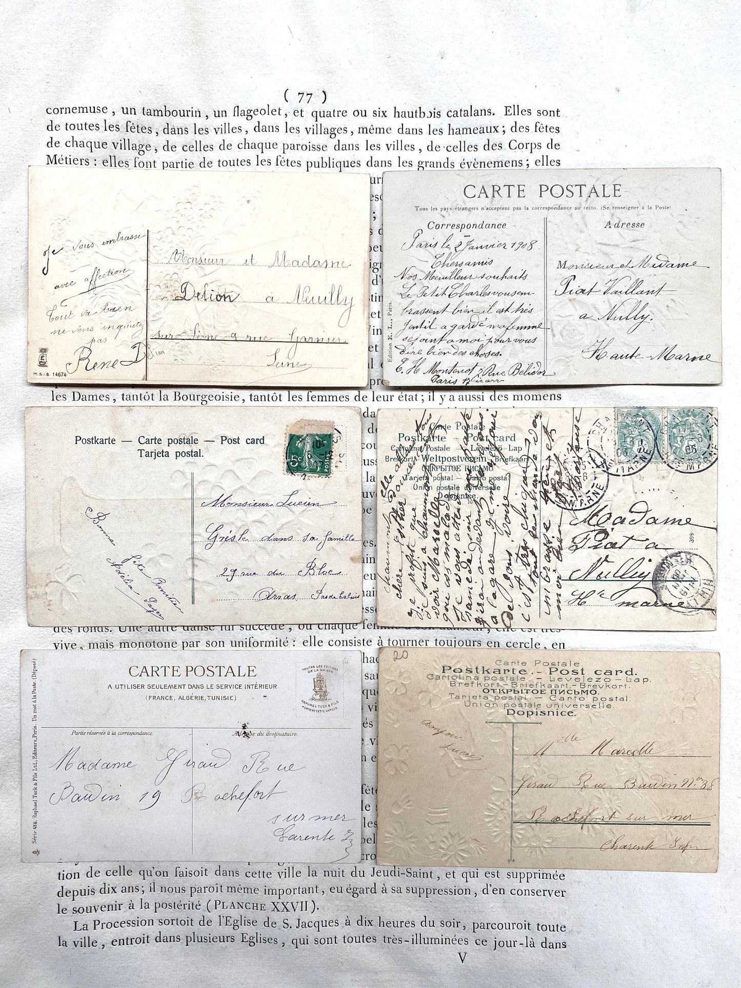 Antique French Postcards - Set 2 - Floral Friendship