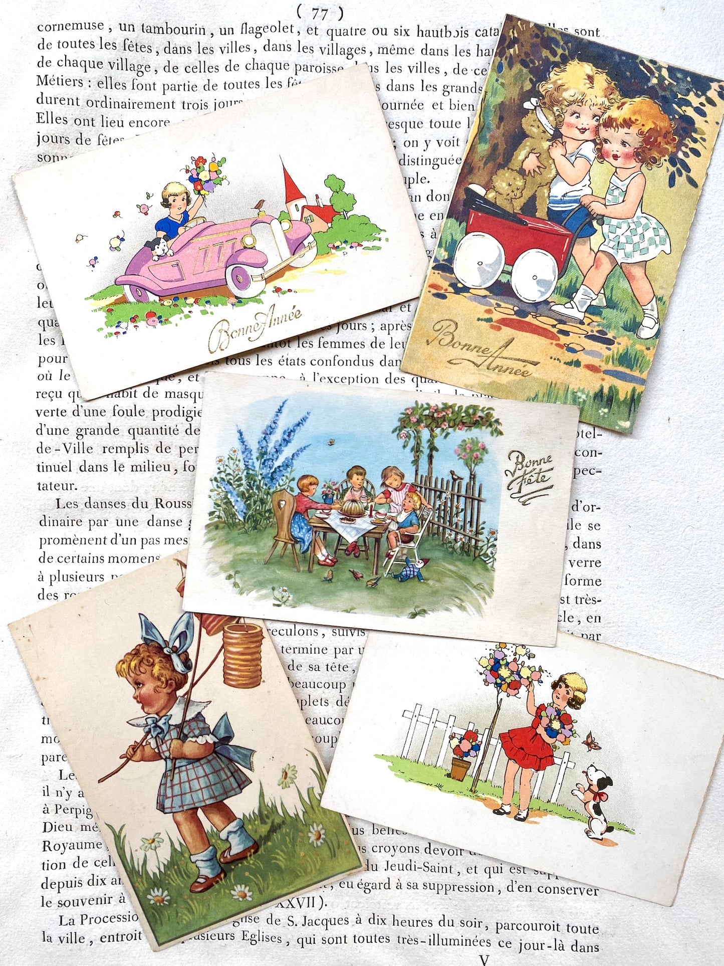 Antique French Postcards - Set 9 - Children