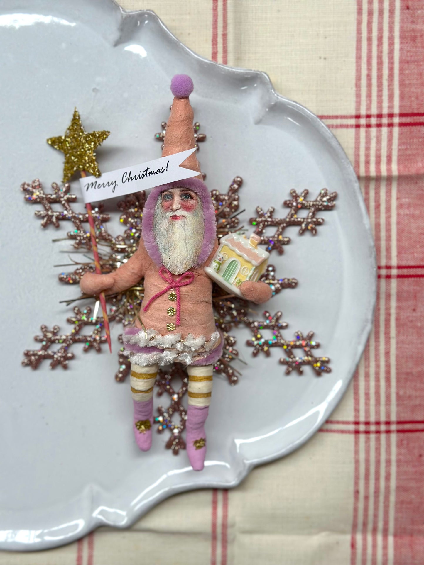 Vintage by Crystal Handspun Cotton Pink Hanging Ornaments