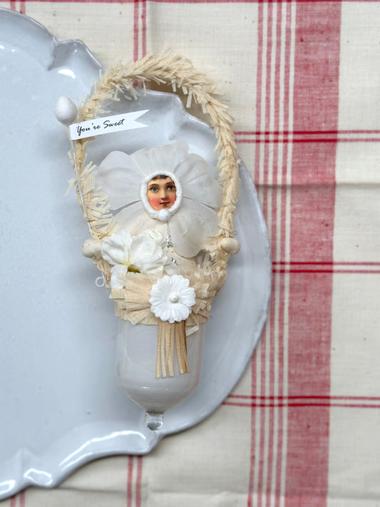 Vintage by Crystal Handspun Cotton Cream Hanging Ornaments