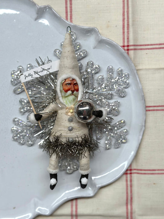 Vintage by Crystal Handspun Cotton Green & Silver Ornaments
