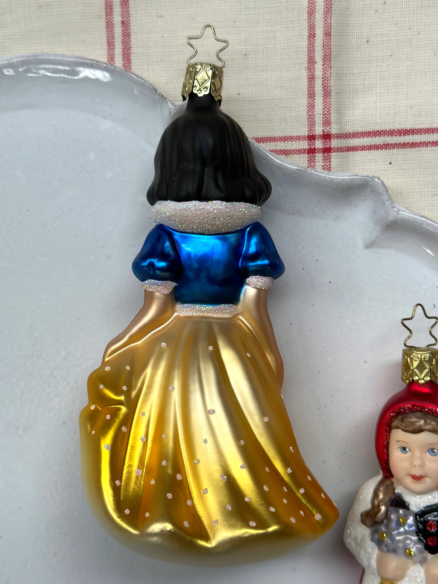 German Glass Christmas Ornaments - Fairytale Snow White Or Red Riding Hood