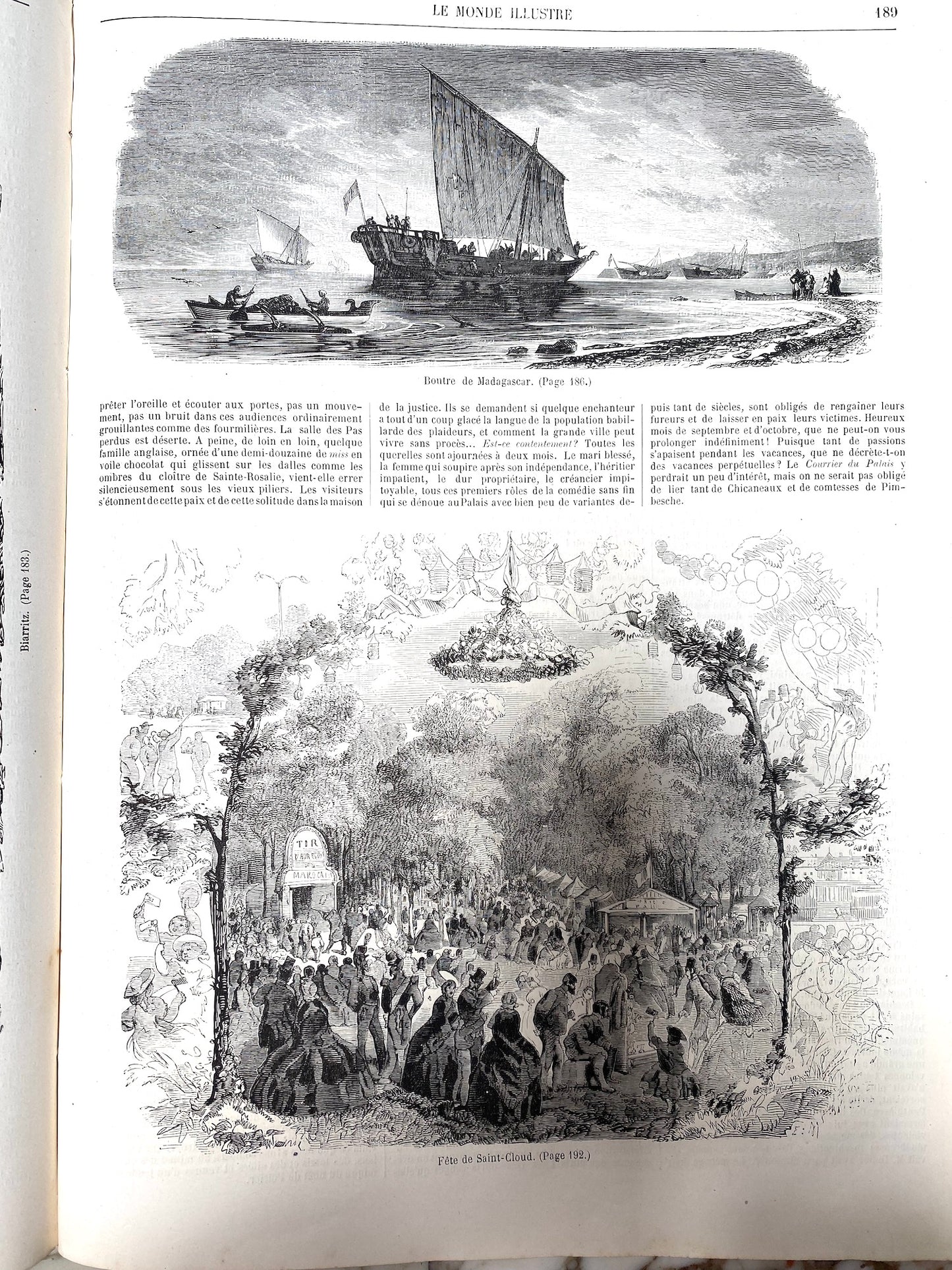 Antique French "Le Monde Illustré" Bound Newspaper Archive 1858
