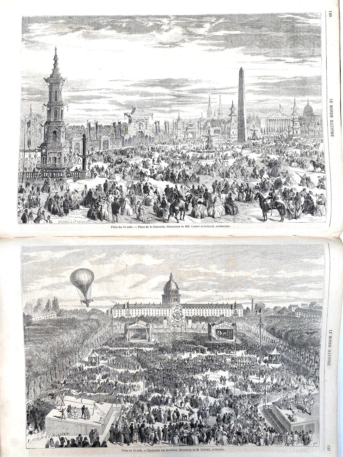 Antique French "Le Monde Illustré" Bound Newspaper Archive 1858