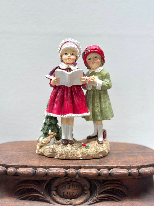 Carol Singing Girls - Standing Ornament - Woodland Christmas