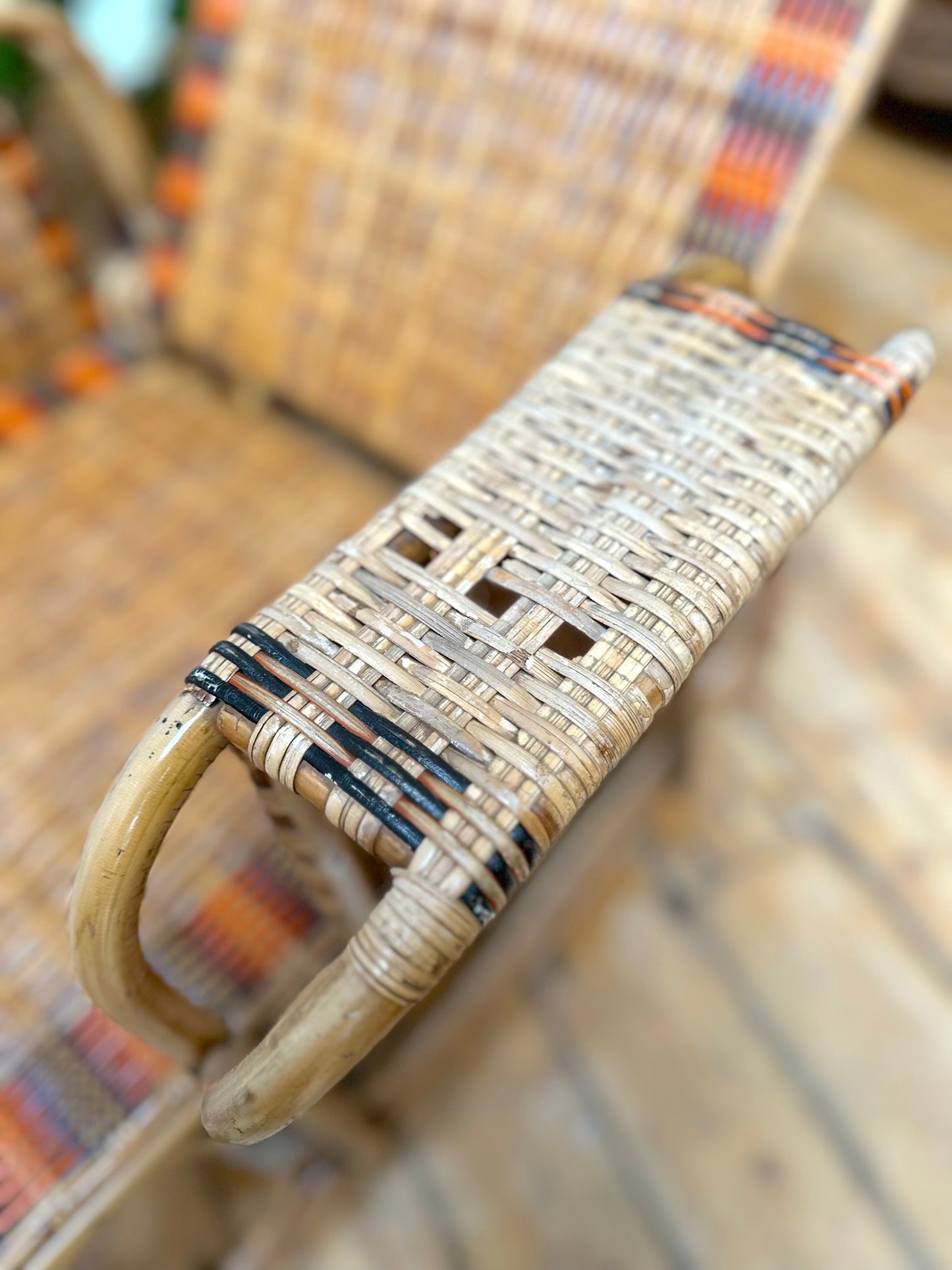 Vintage European Extendable Cane Lounge Chair