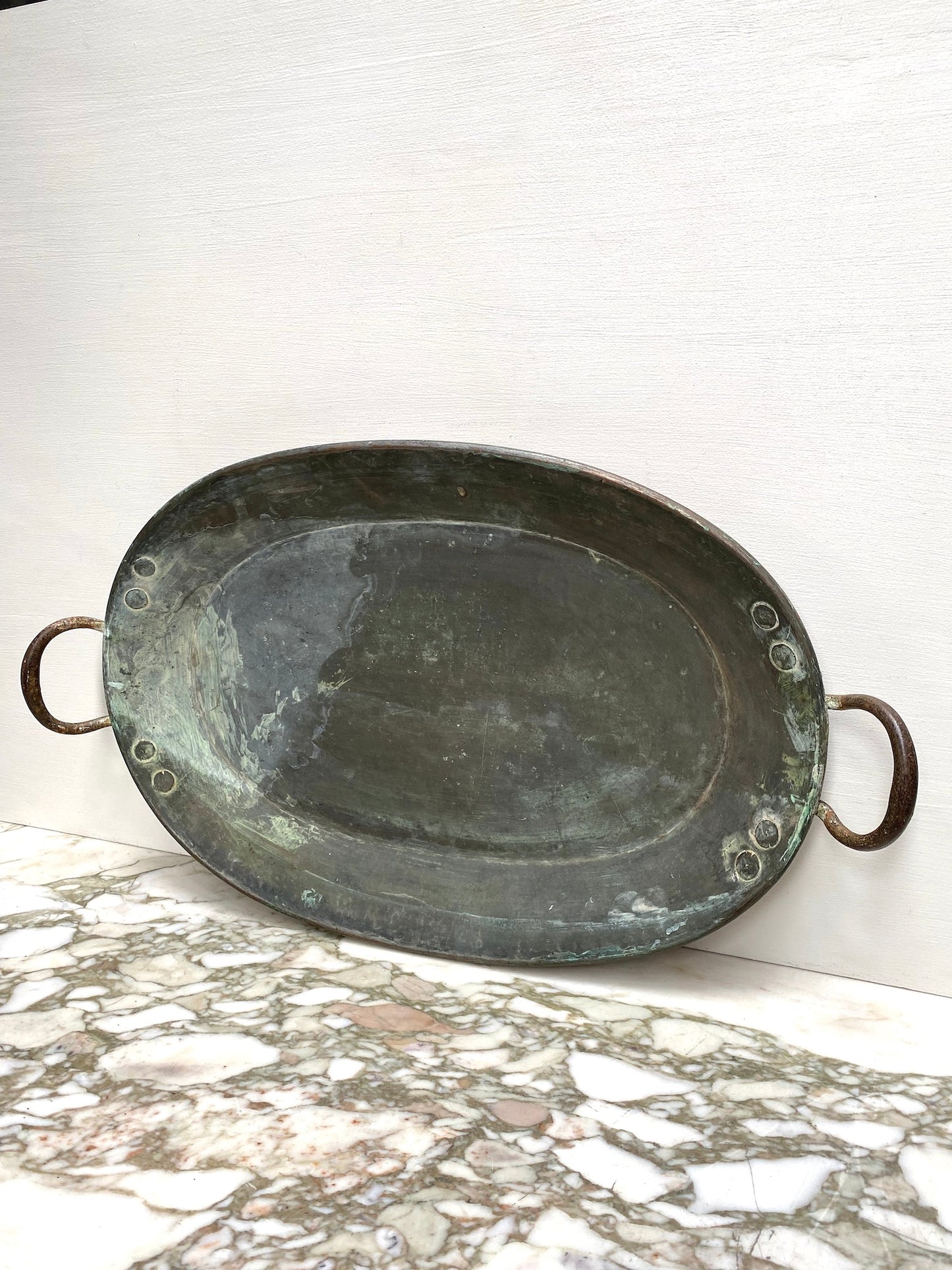 Antique French Large Copper Oval Gratiné Dish