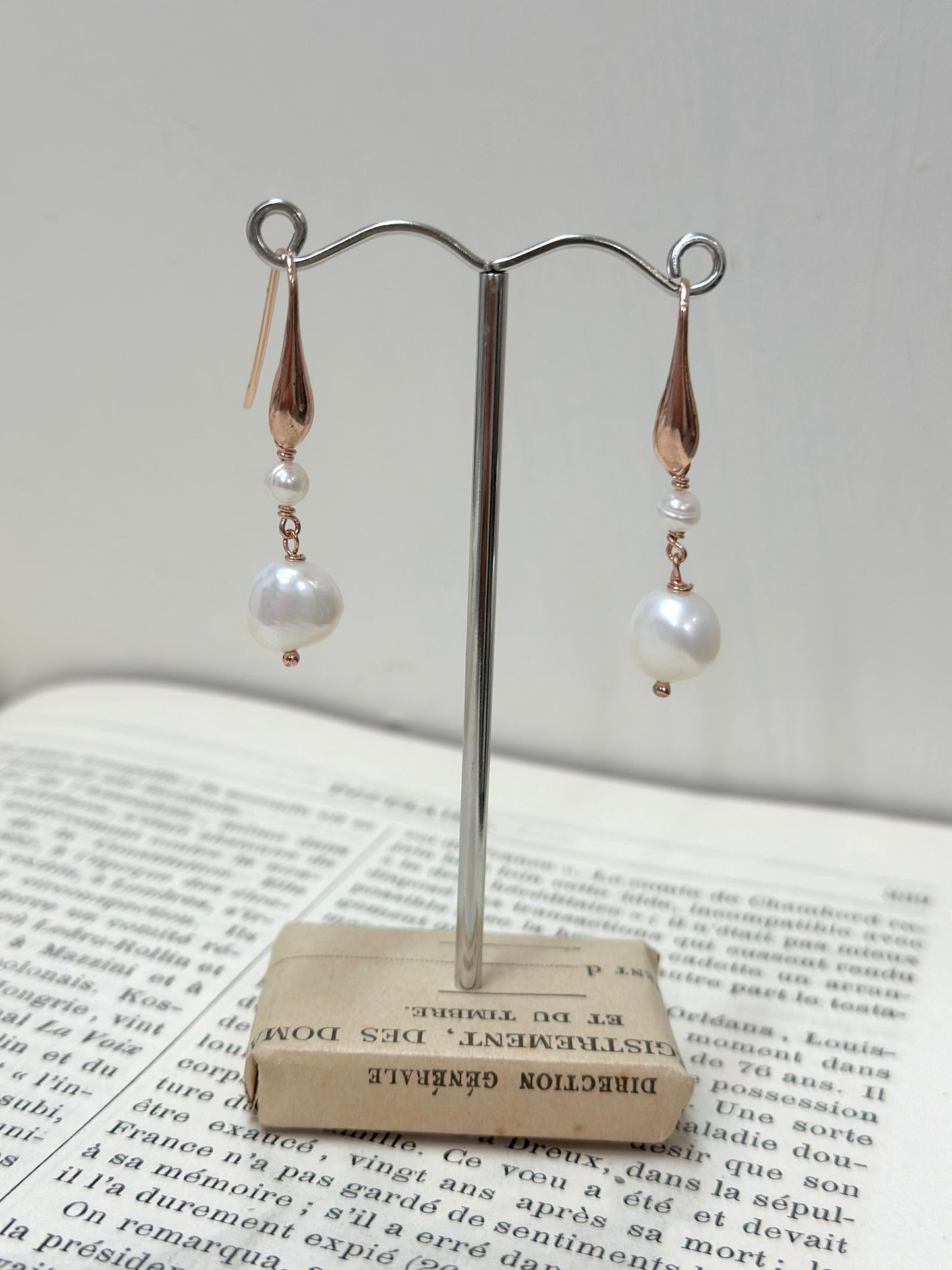 Italian Double Pearl Drop Earrings