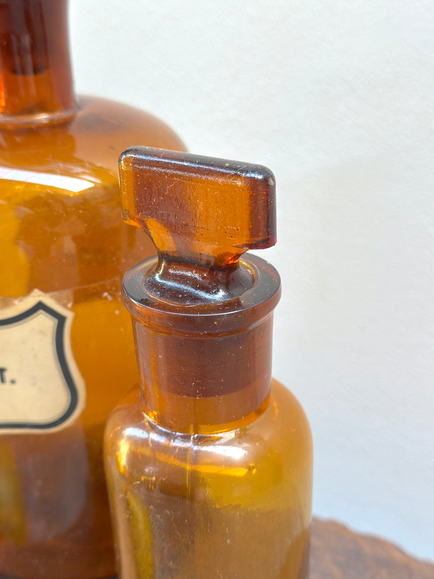 Antique French Set of Apothocary Bottles - Amber Glass II