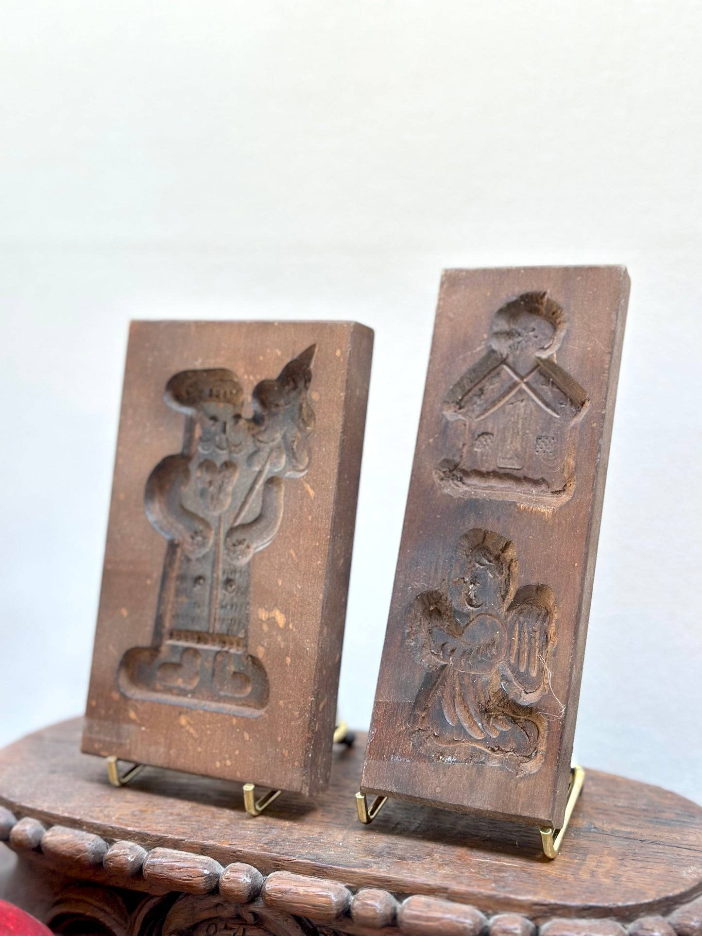 Antique French Wooden Biscuit Mold Set - Christmas