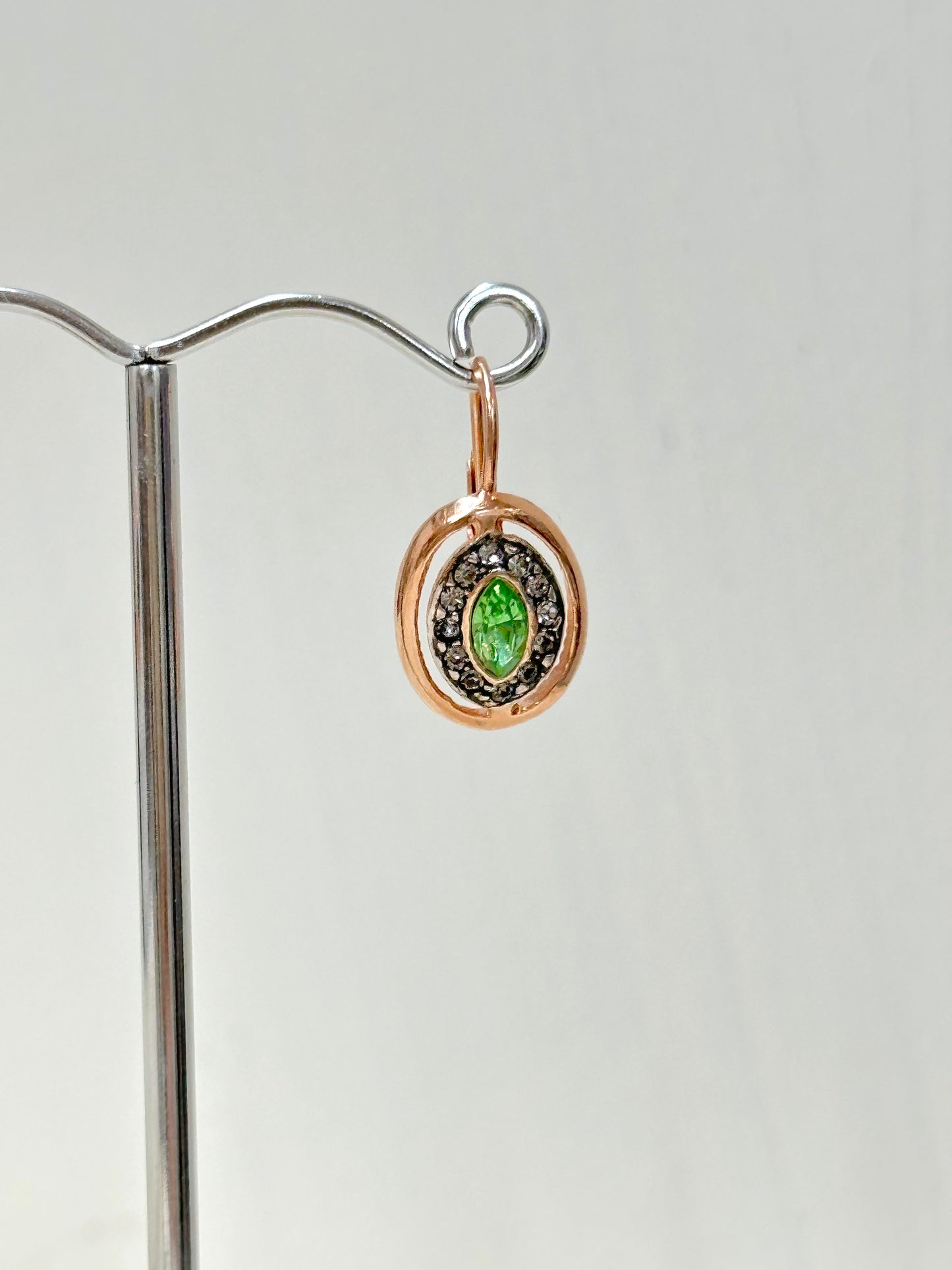 Italian Peridot And Crystal Oval Cut Out Earrings