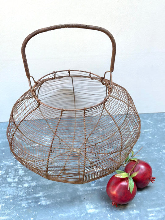 Antique French Giant Wire Egg Basket