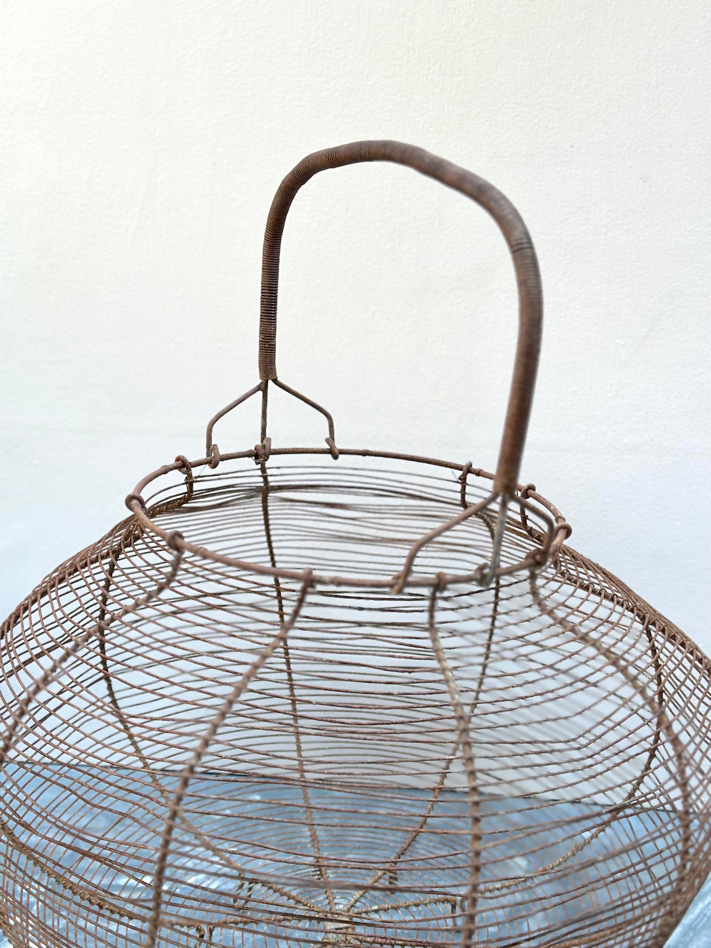Antique French Giant Wire Egg Basket