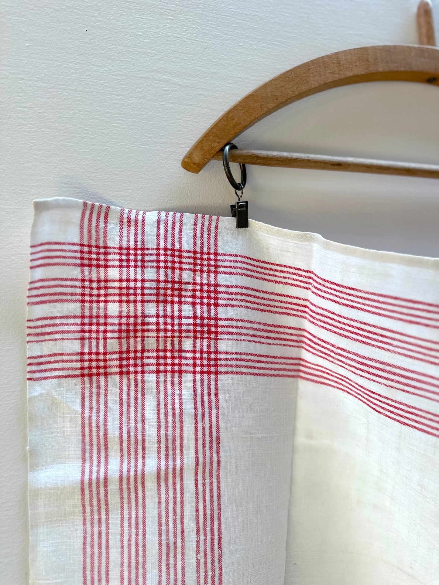 Antique French Red Stripe Linen Tea Towel