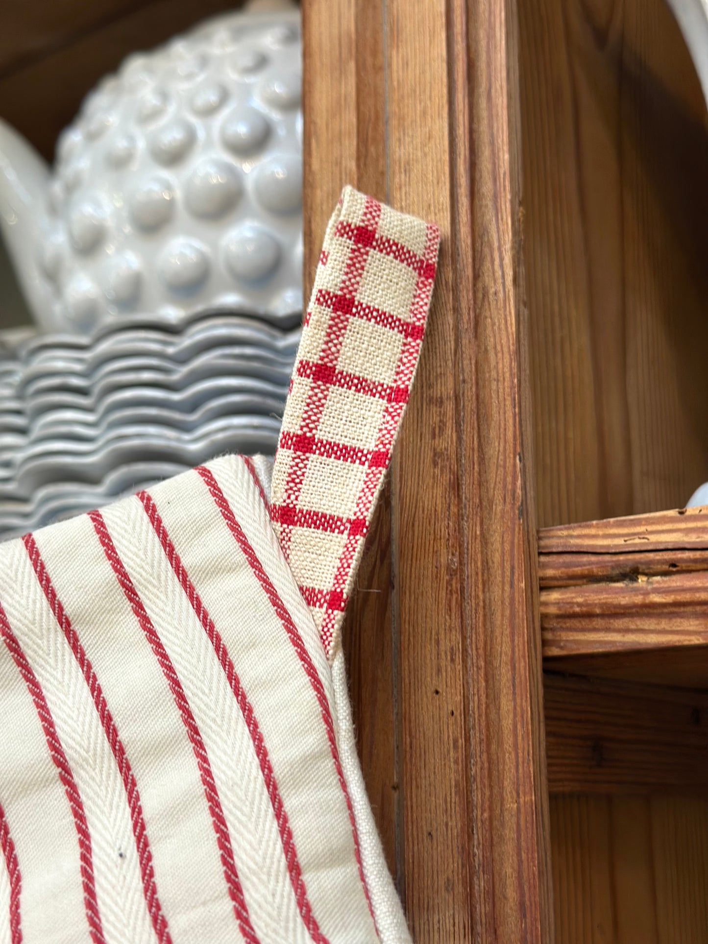 Handmade Christmas Stocking With Antique French Fabric - Raspberry Patchwork I
