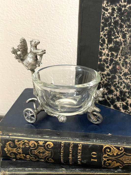 Pewter Squirrel & Acorn Wagon Jam Pot