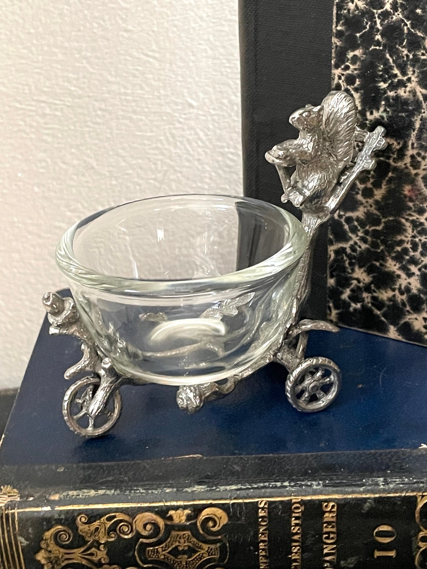 Pewter Squirrel & Acorn Wagon Jam Pot