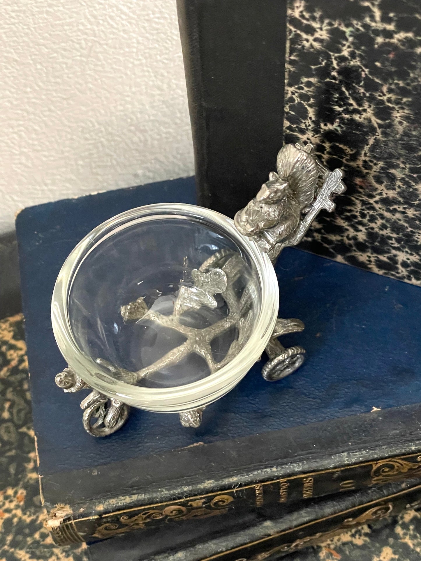 Pewter Squirrel & Acorn Wagon Jam Pot