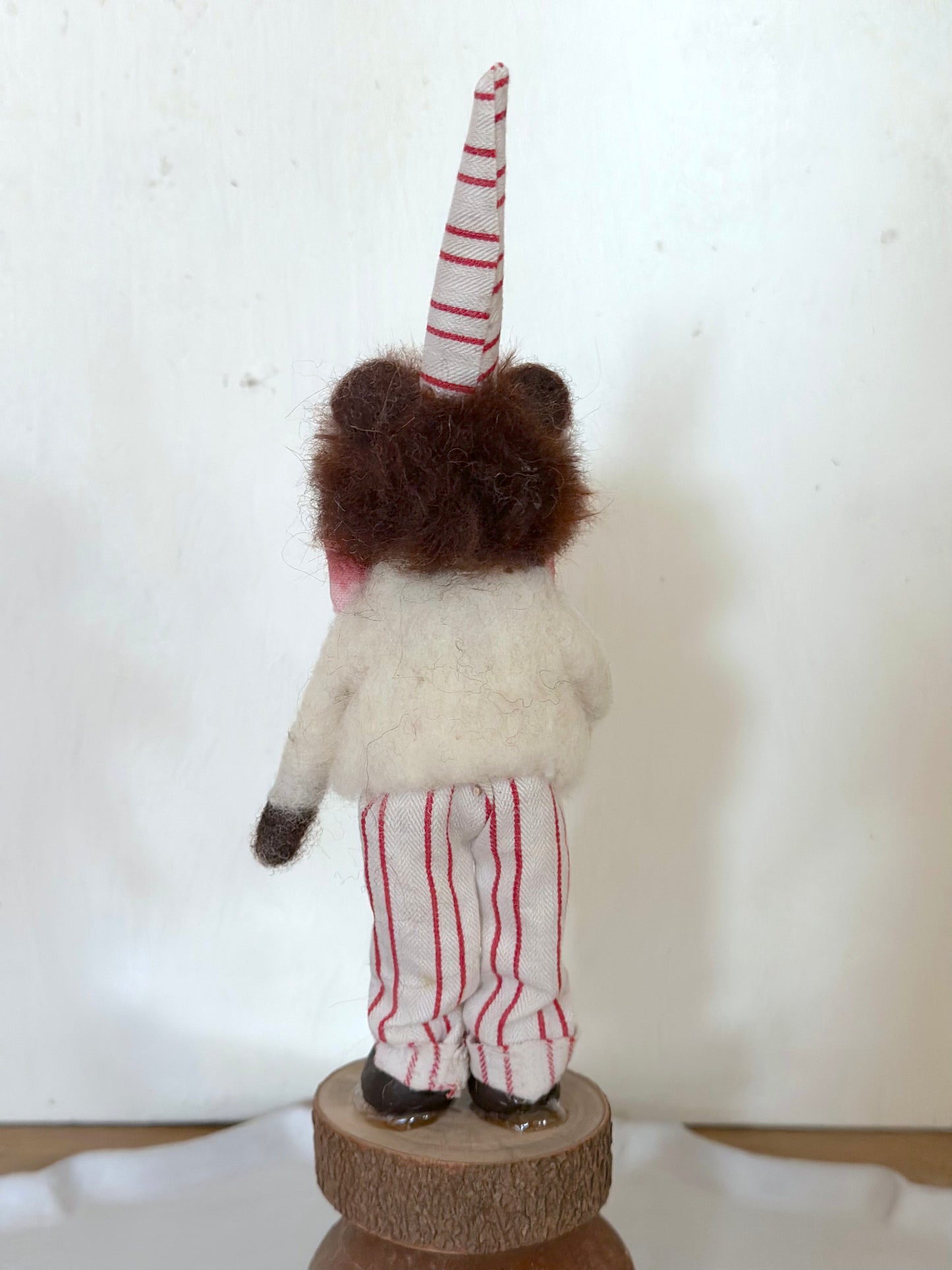 Hand Felted Festive Christmas Cat Or Bear With Antique French Fabrics