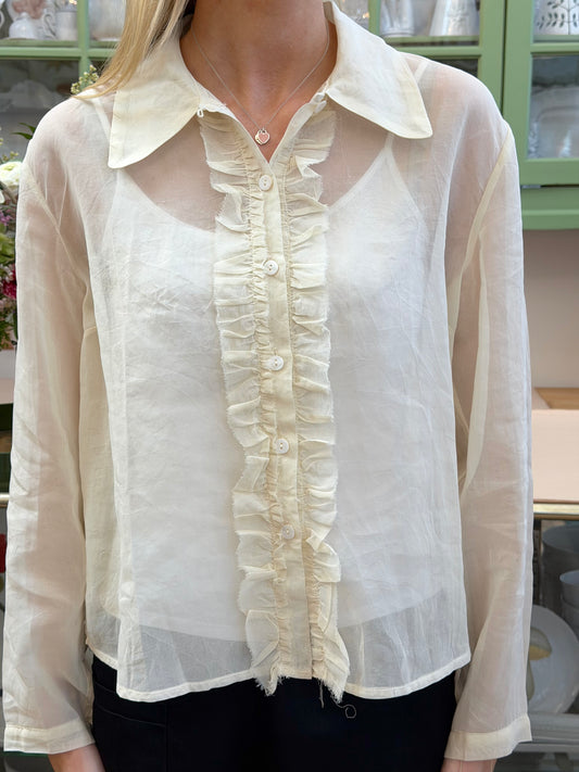 Sula Frill Front Party Shirt - Cream