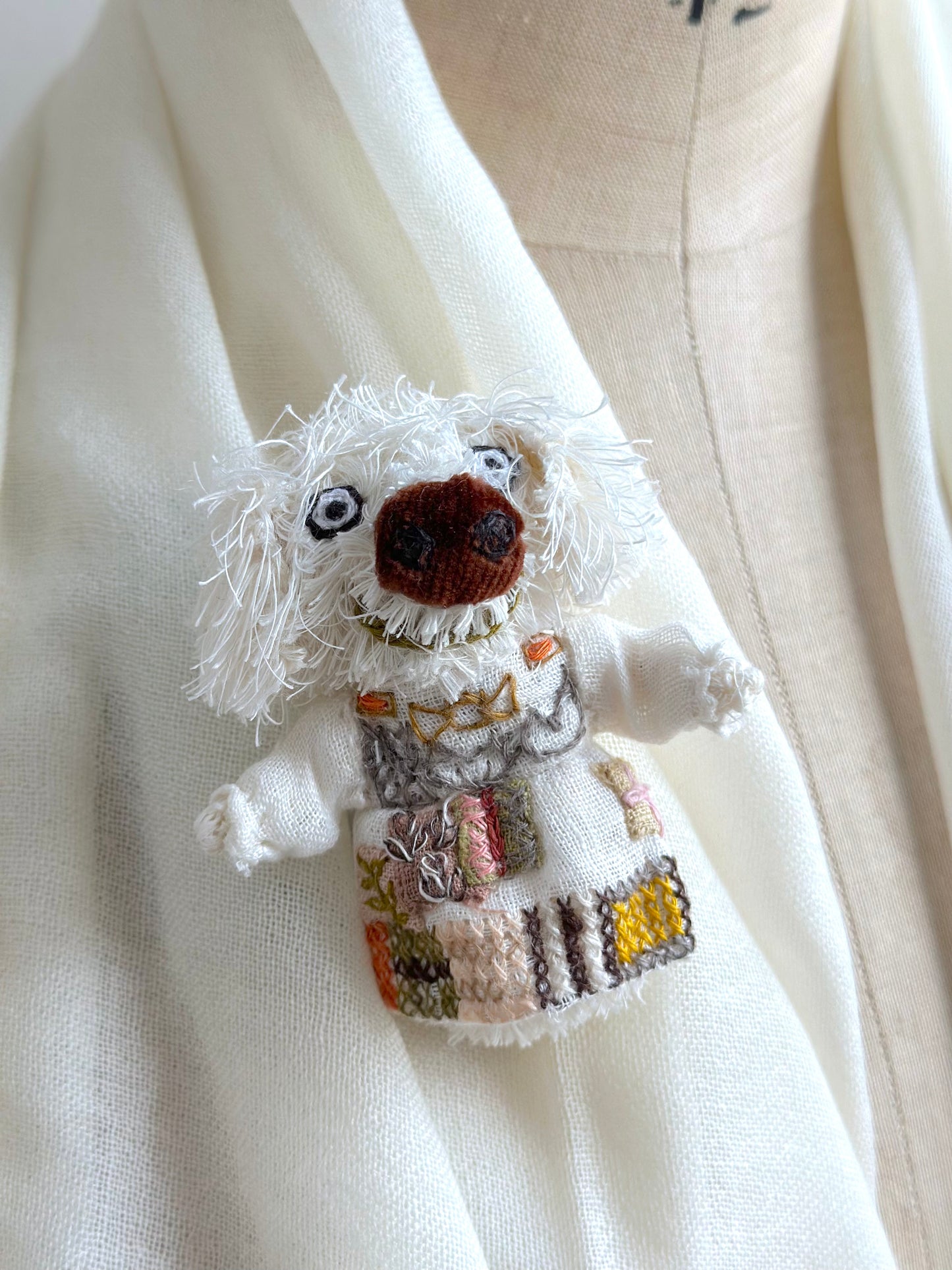 Sophie Digard Linen And Wool Brooch 'Svea'