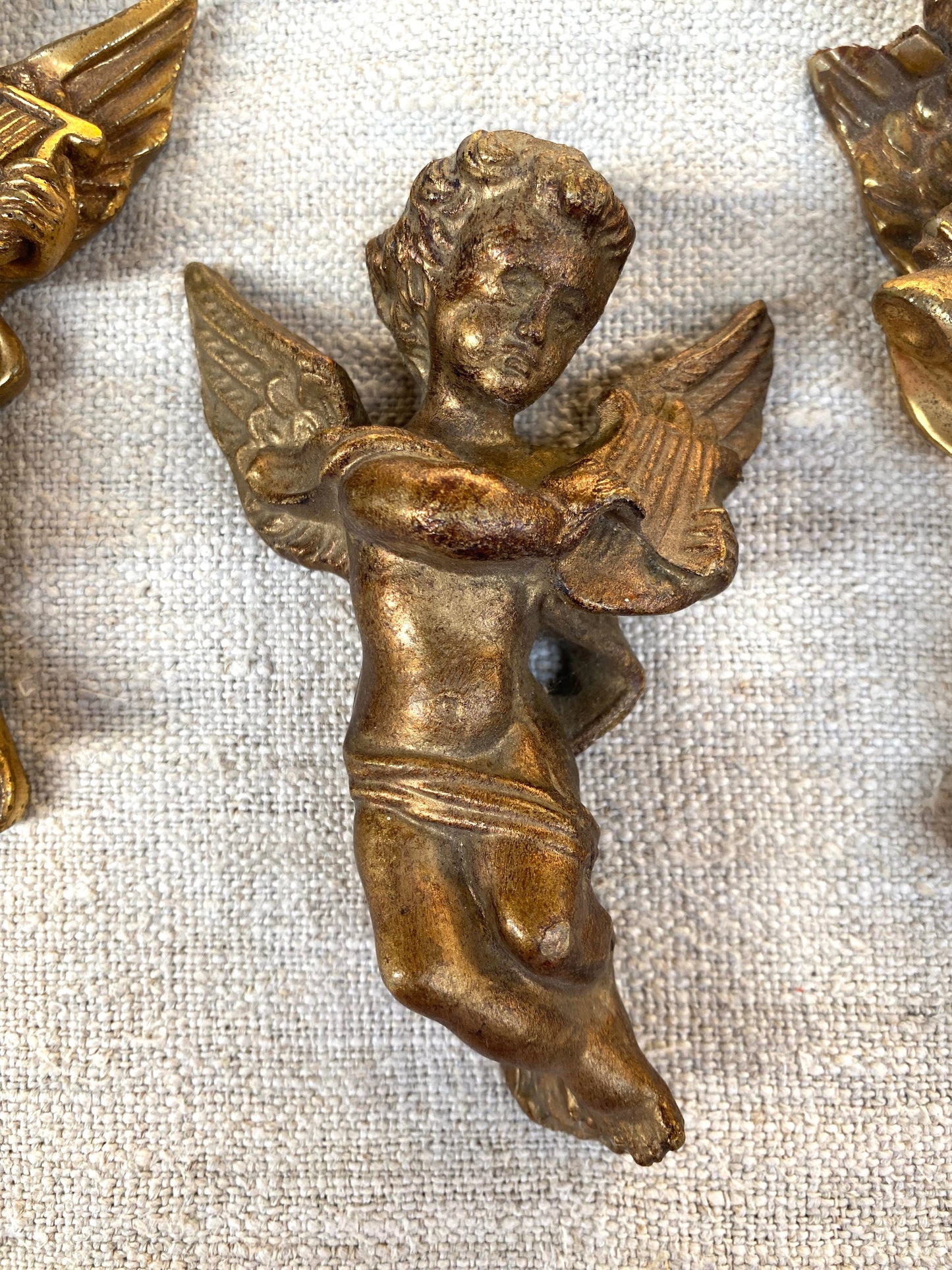 Vintage French Petite Gilt Set of 3 Cherubs