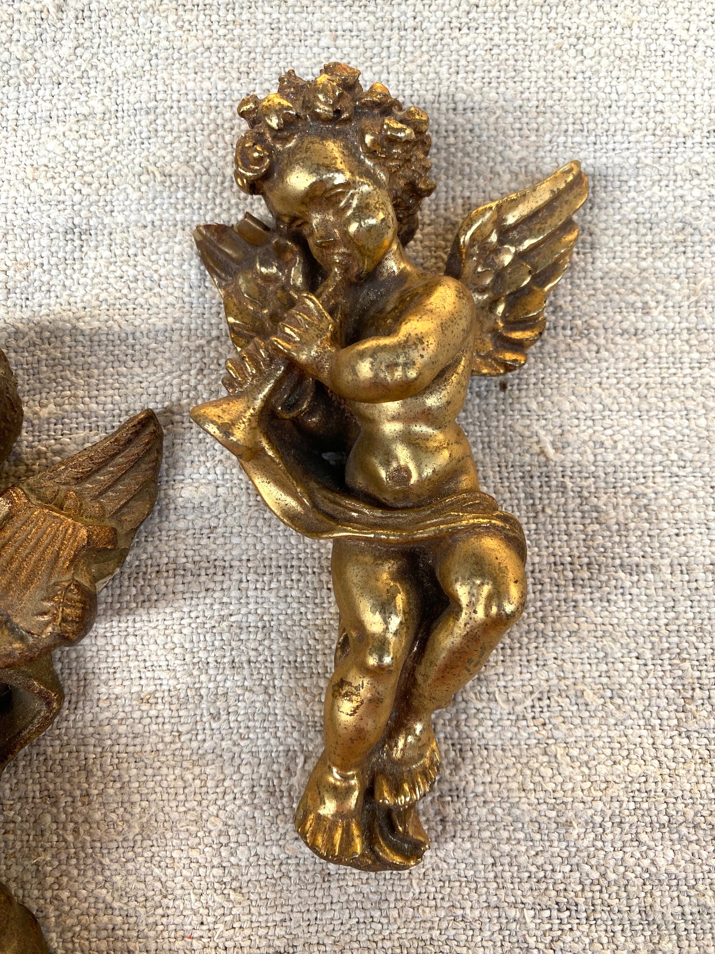 Vintage French Petite Gilt Set of 3 Cherubs