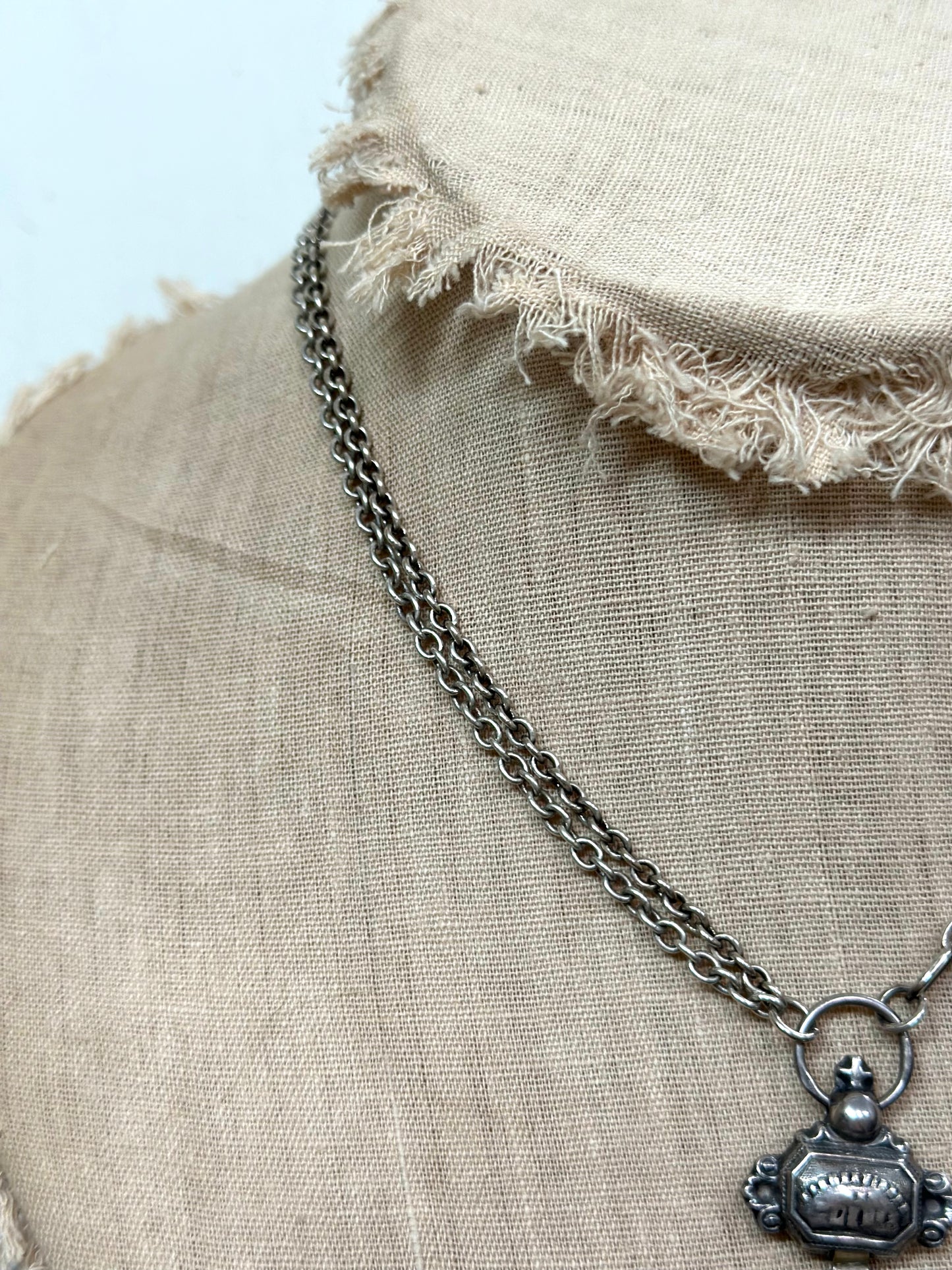 Antique French Silver Merit Award Medal Necklace