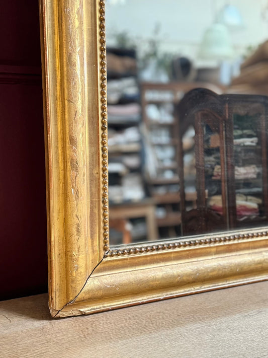 Antique French Over Mantle Louis Phillipe Gold Gilt Mirror