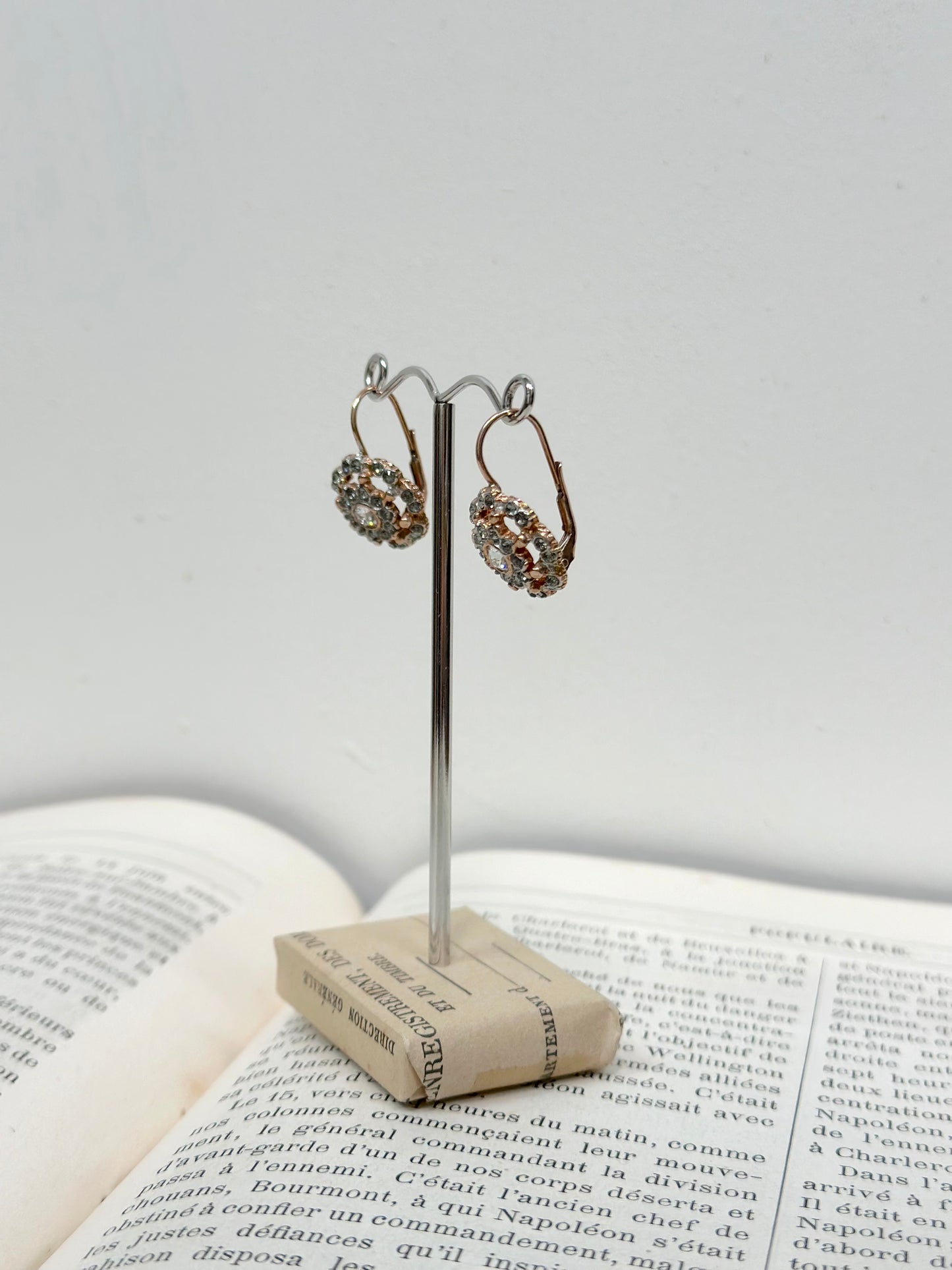 Italian Fume Crystal Flower Large Earrings