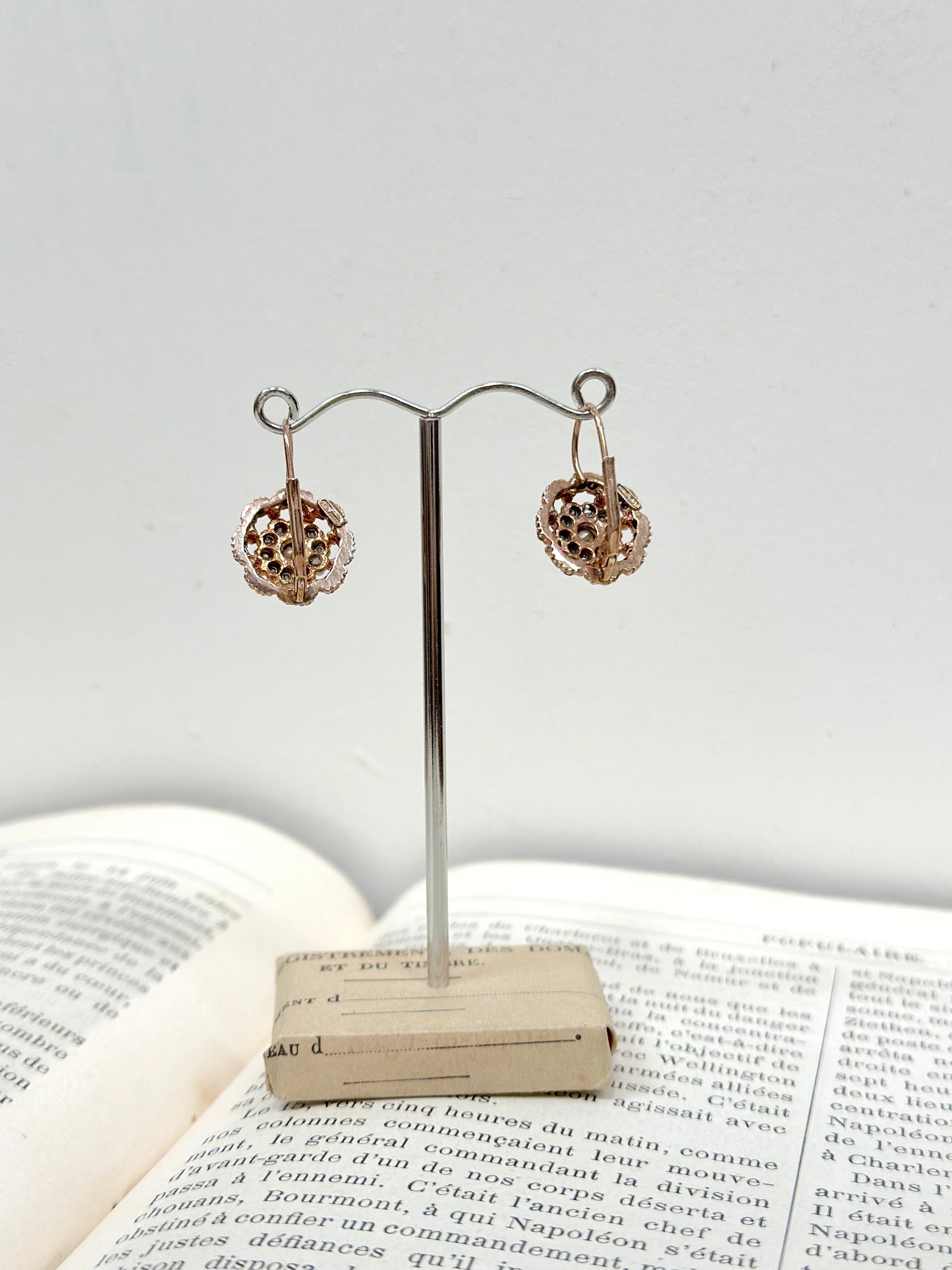 Italian Fume Crystal Flower Large Earrings