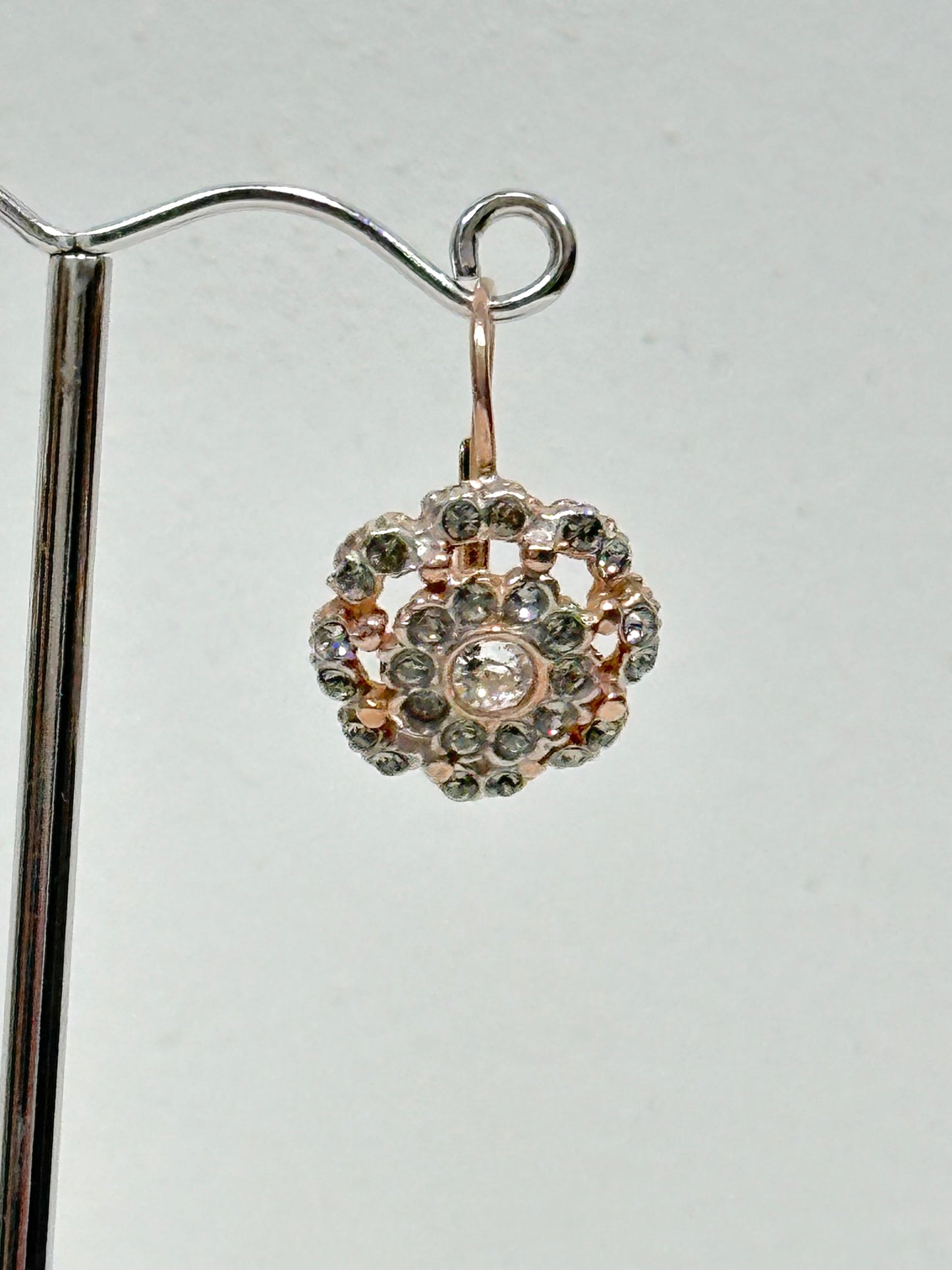 Italian Fume Crystal Flower Large Earrings
