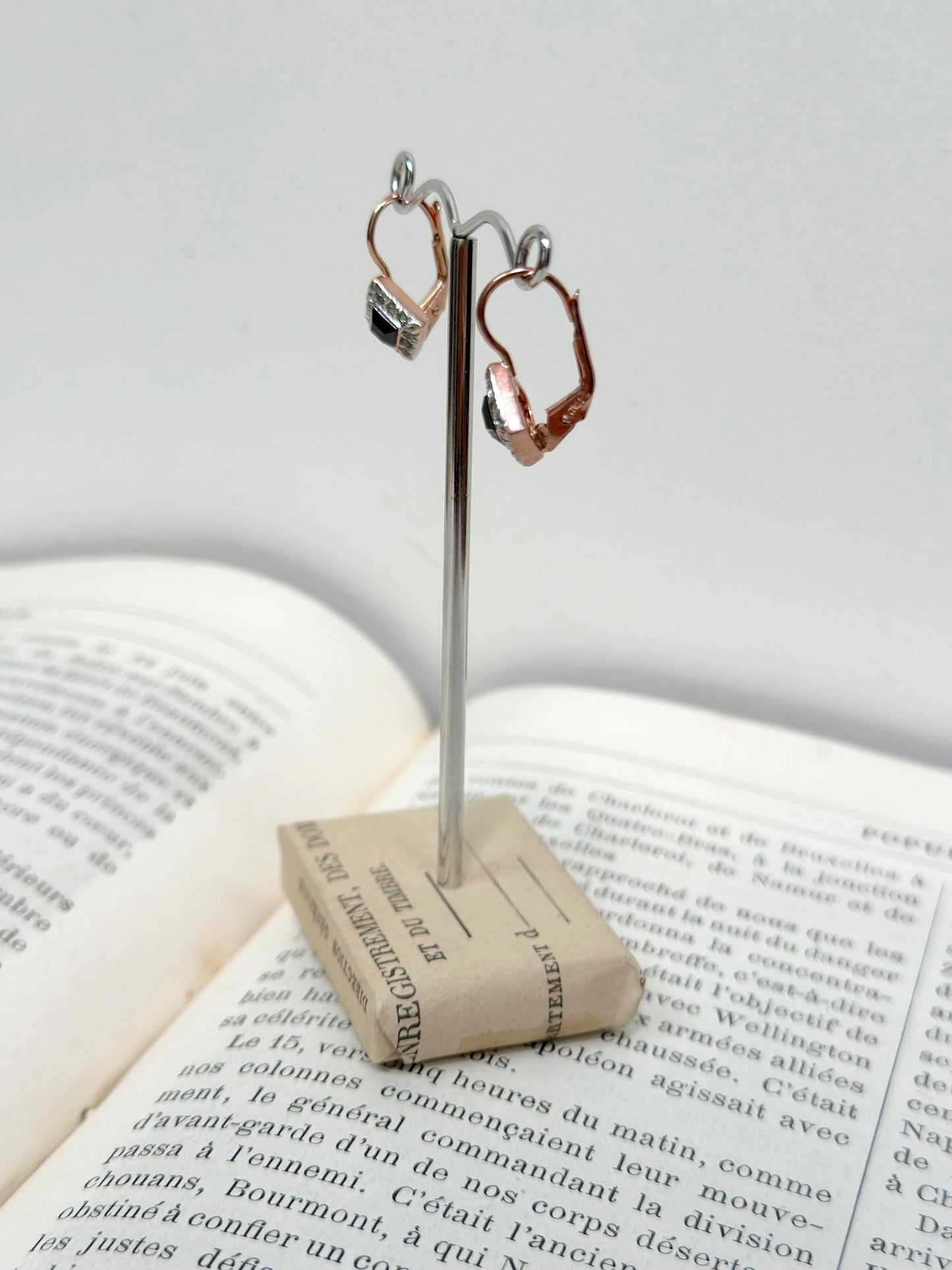 Italian Onyx & Crystal Small Earrings