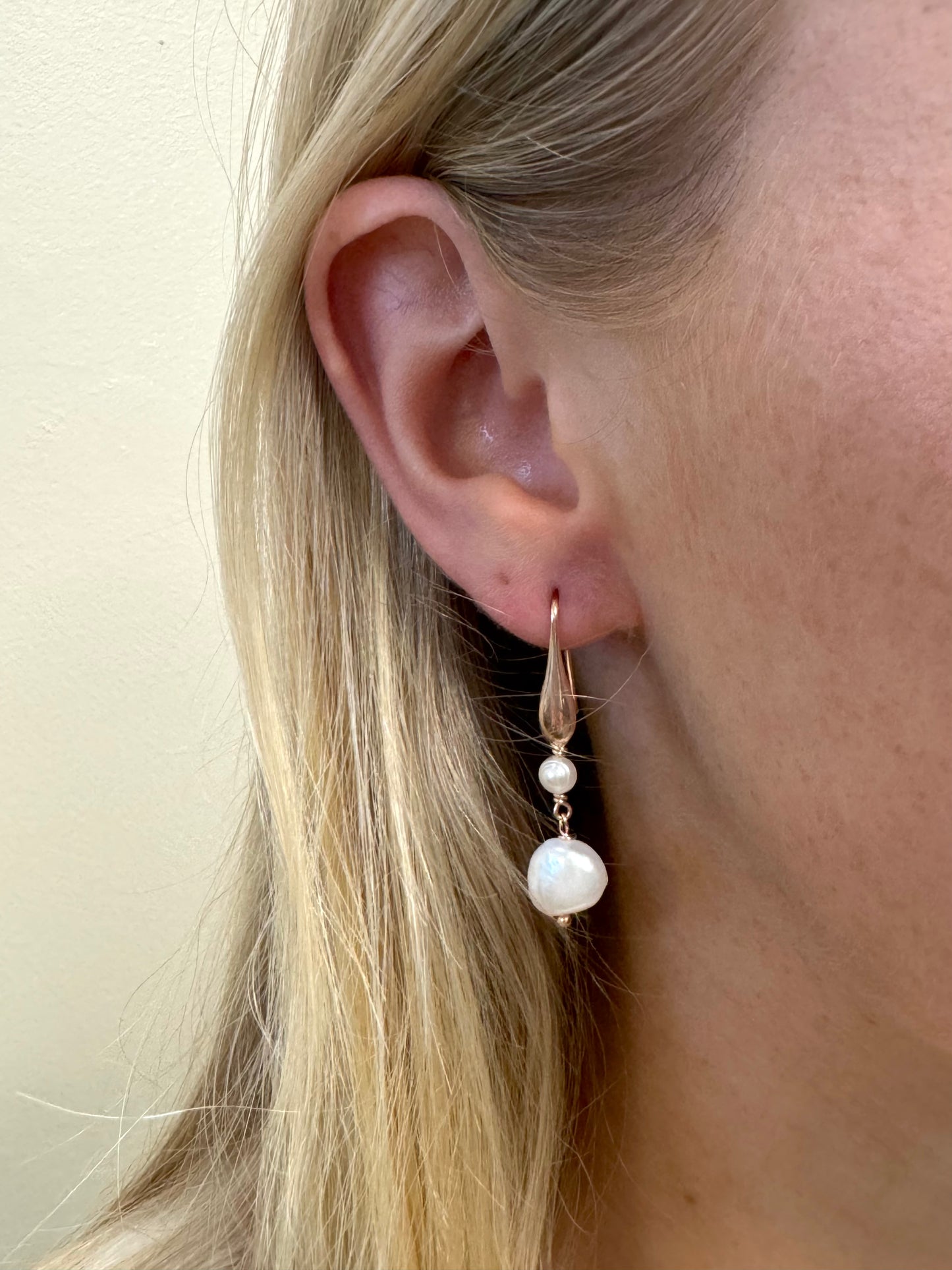 Italian Double Pearl Drop Earrings
