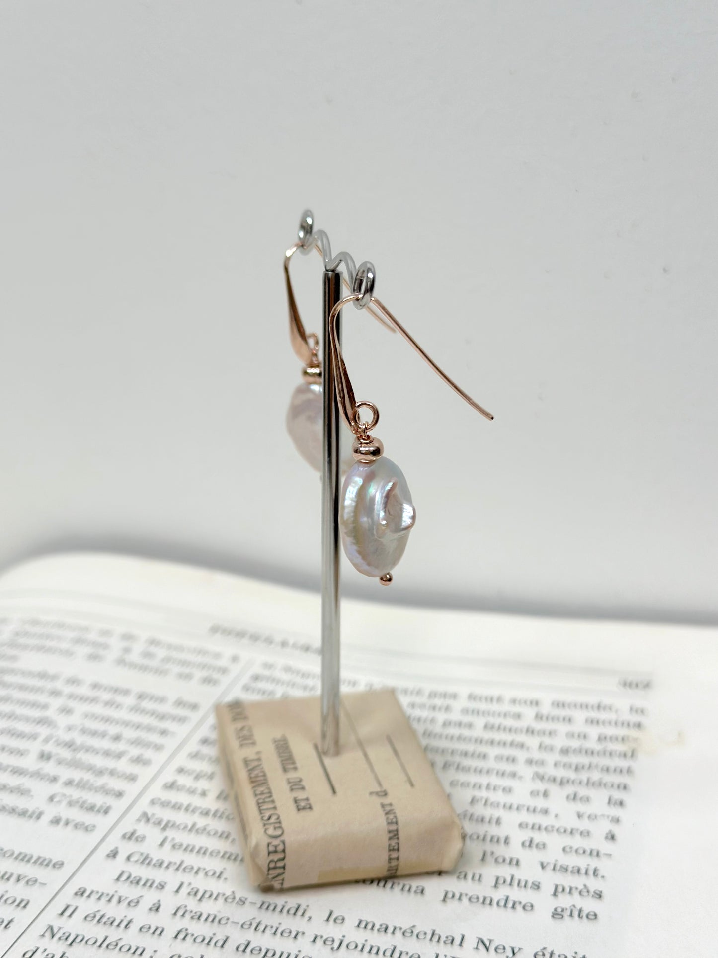 Italian Large Coin Pearl Hook Earrings