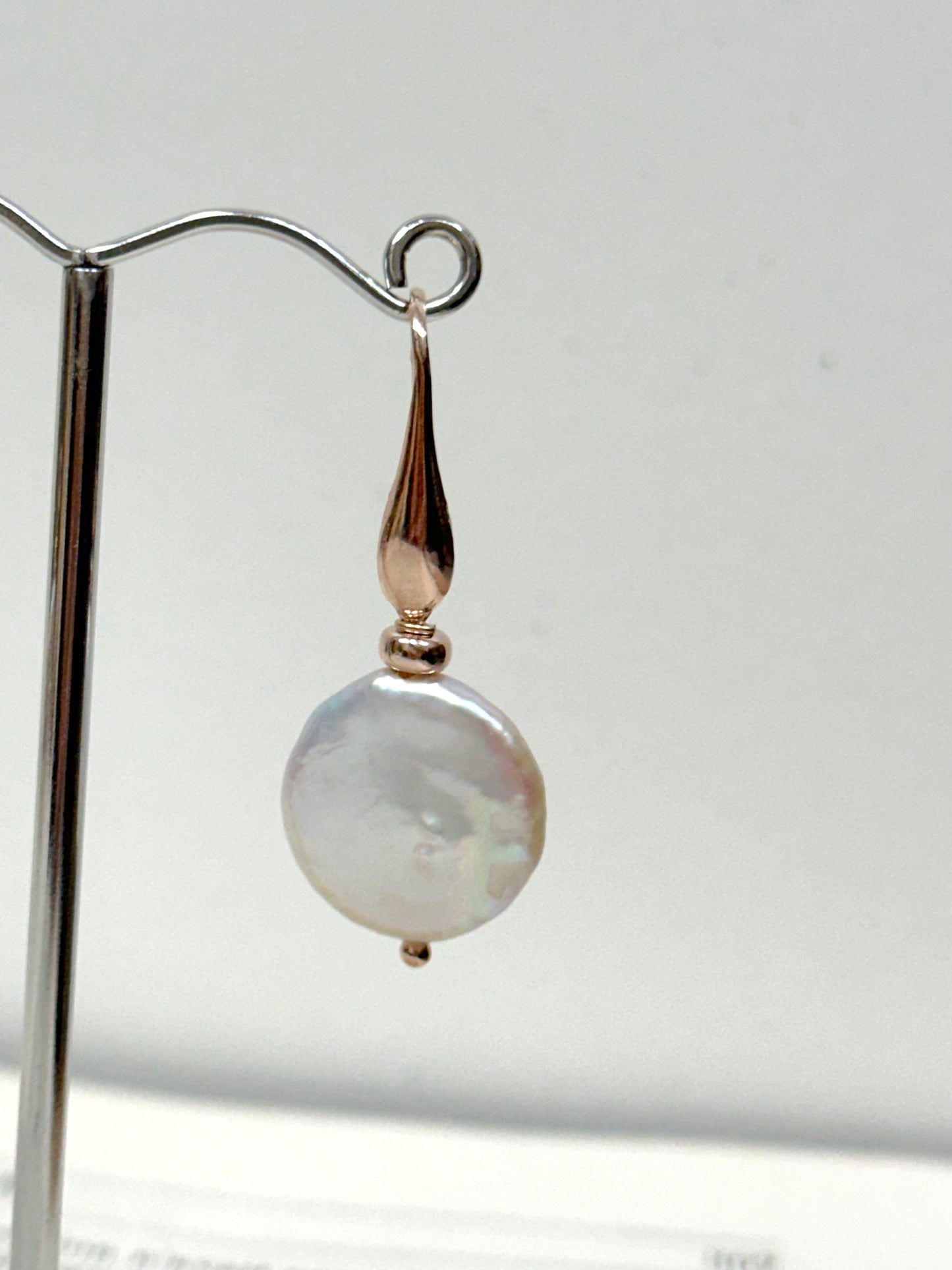 Italian Large Coin Pearl Hook Earrings