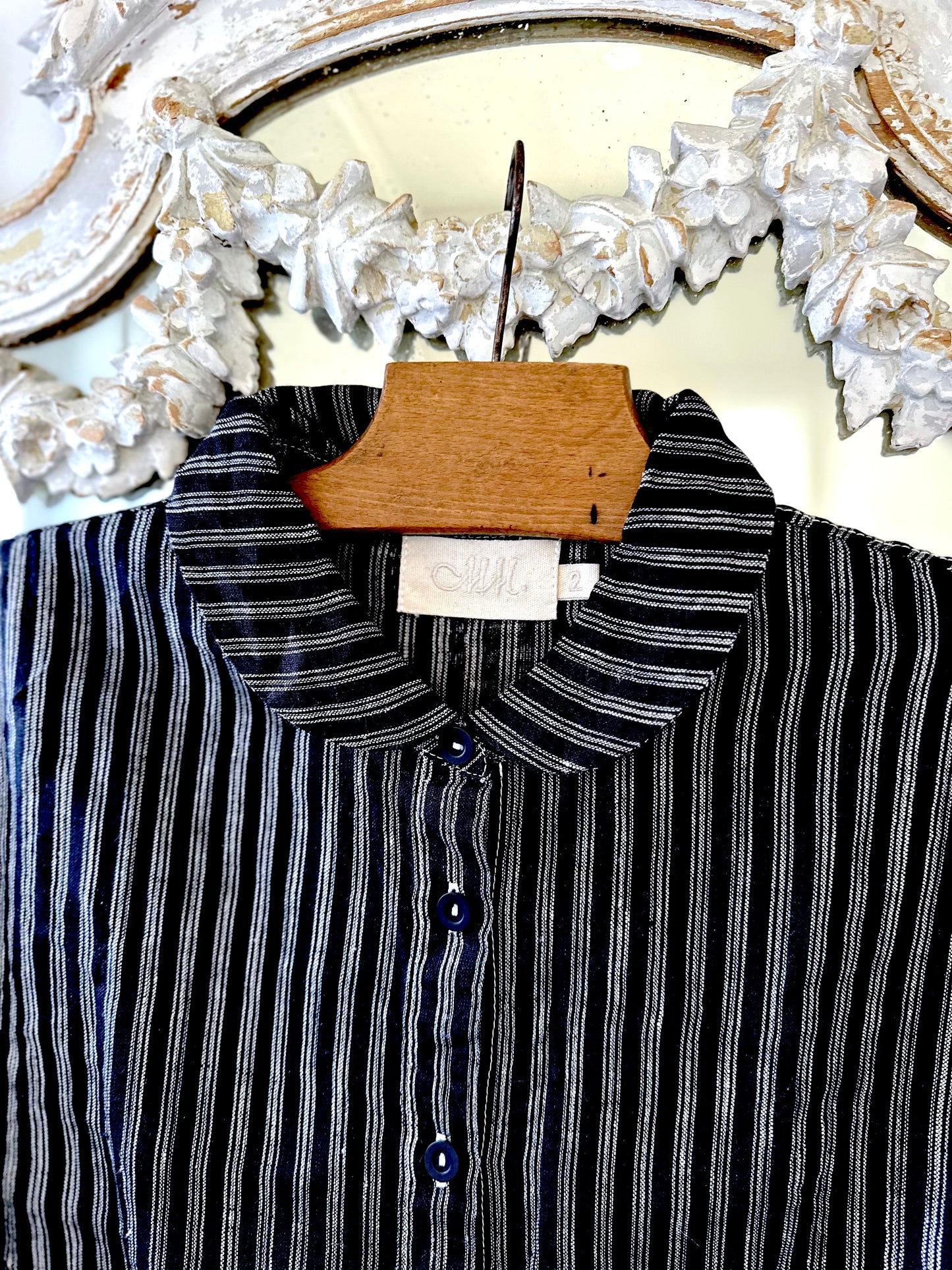 Metta Rae Linen Shirt - Black And White Ticking Stripe