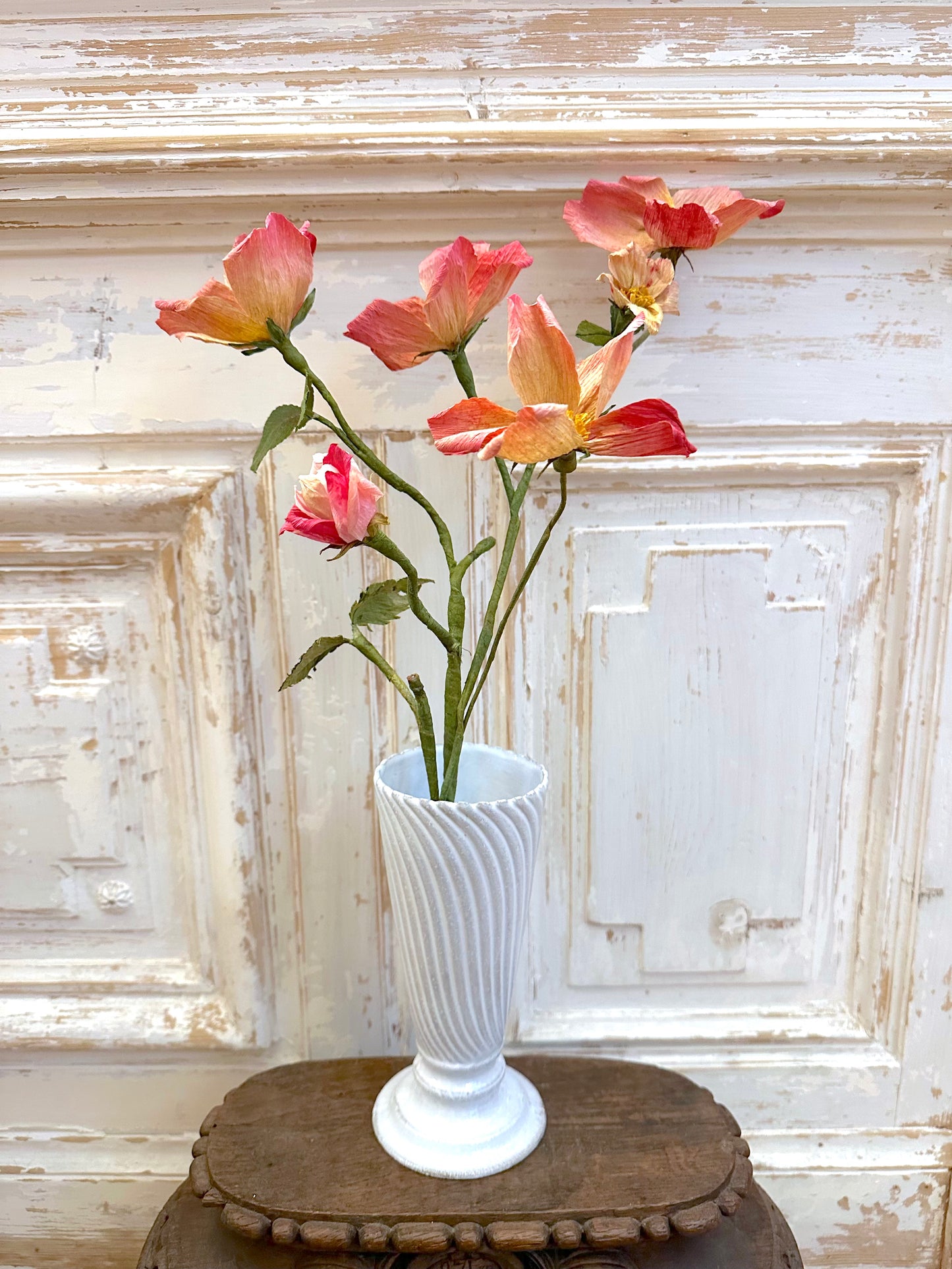 Delicate Handmade Large Paper Wild Rose Branch