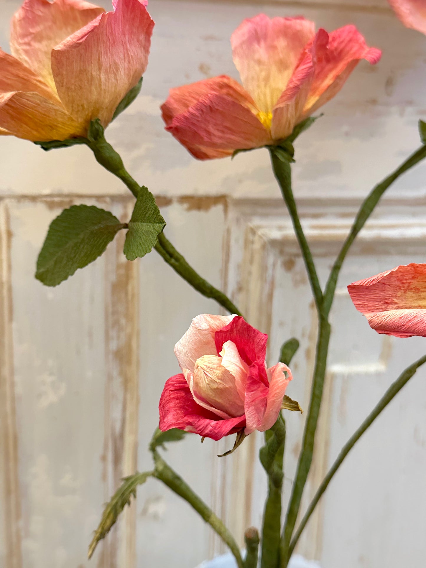 Delicate Handmade Large Paper Wild Rose Branch