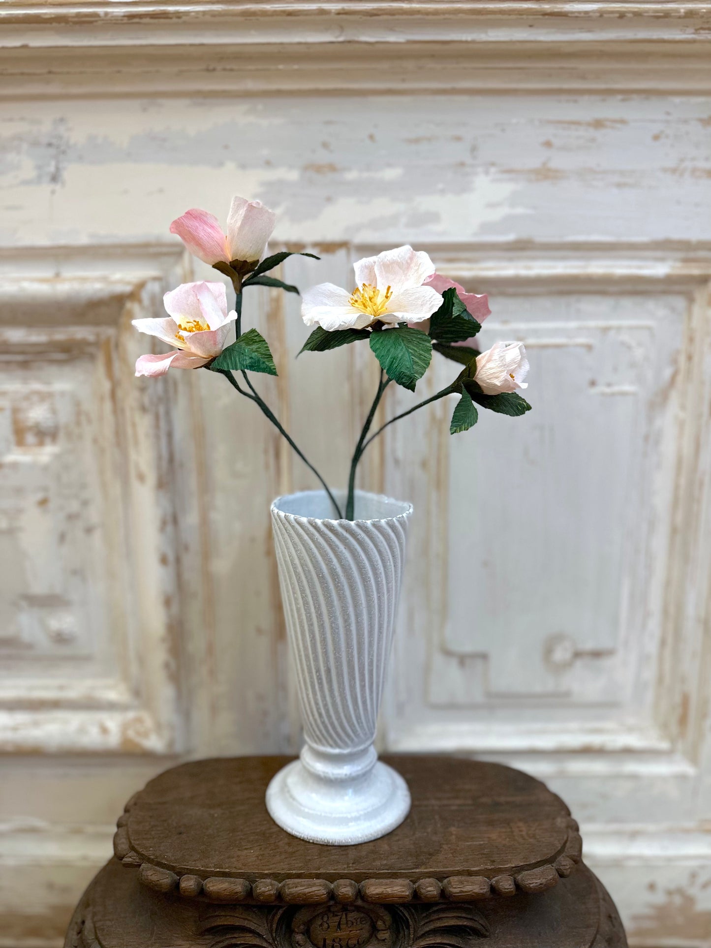 Delicate Handmade Paper Camellia Branch