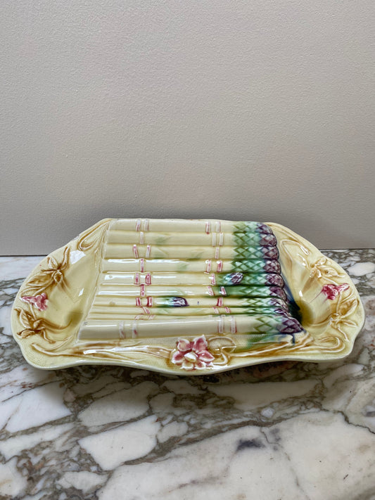 Antique French Majolica Asparagus Platter III