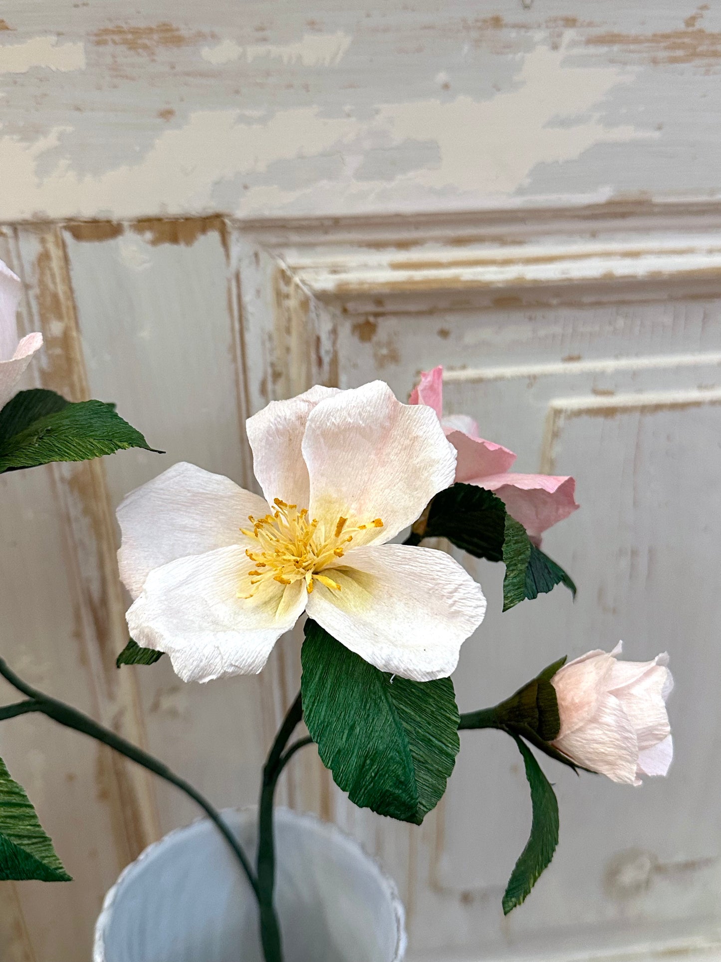 Delicate Handmade Paper Camellia Branch