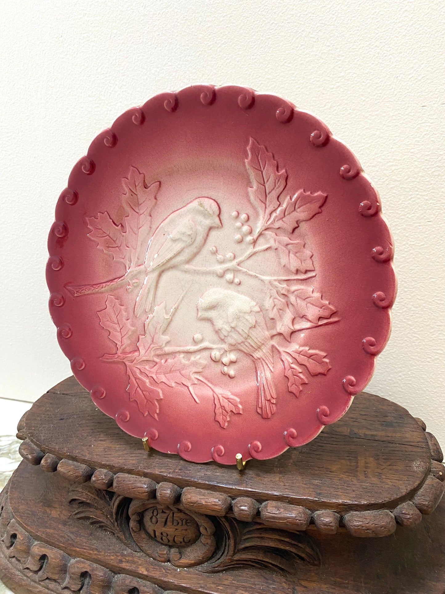 Antique French "FF Pexonnes" Bird Plate