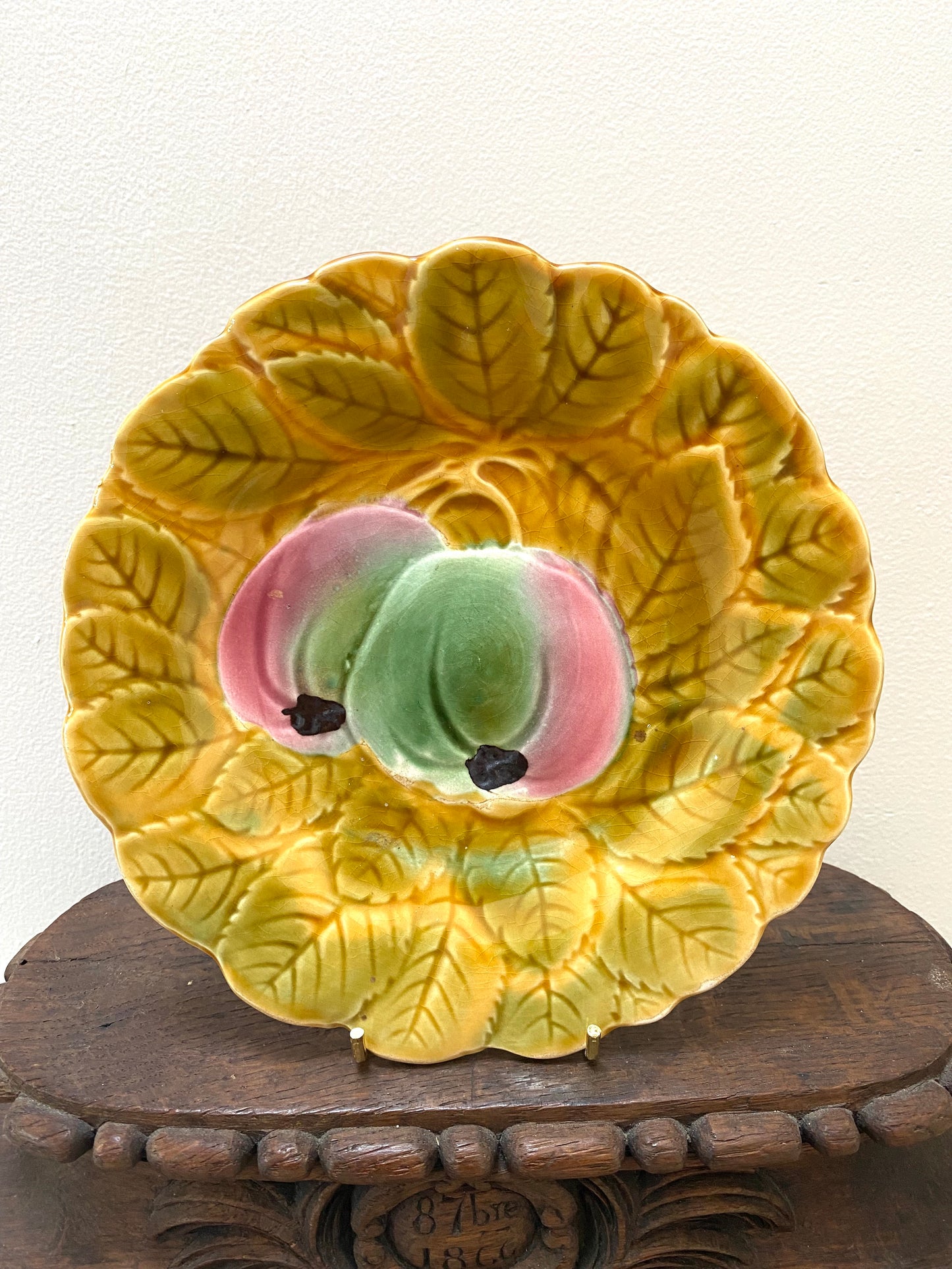 Antique French 'Sarregumines' Round Quince Plate