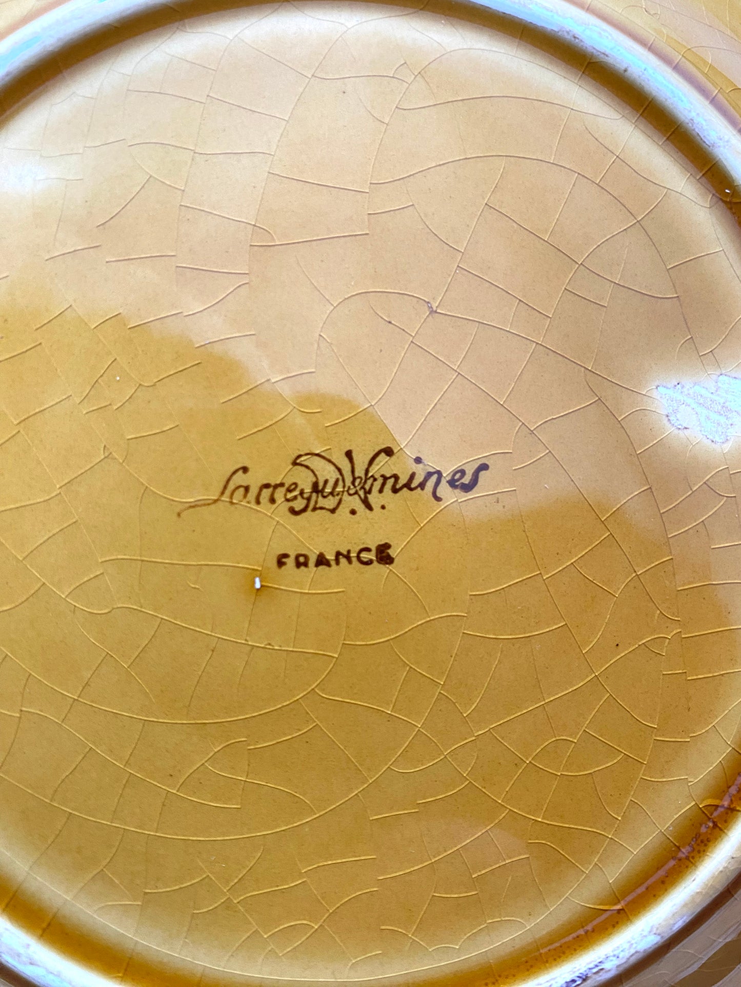 Antique French 'Sarregumines' Round Quince Plate