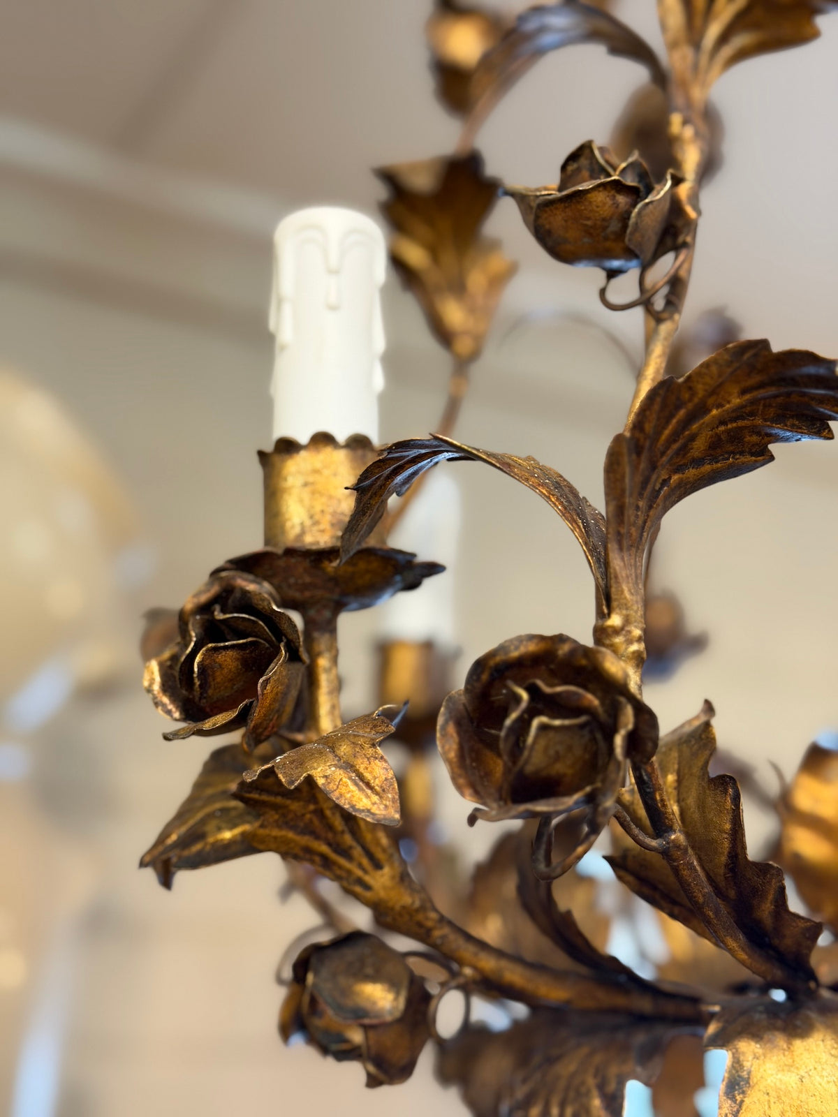 Antique French Gold Flower Chandelier
